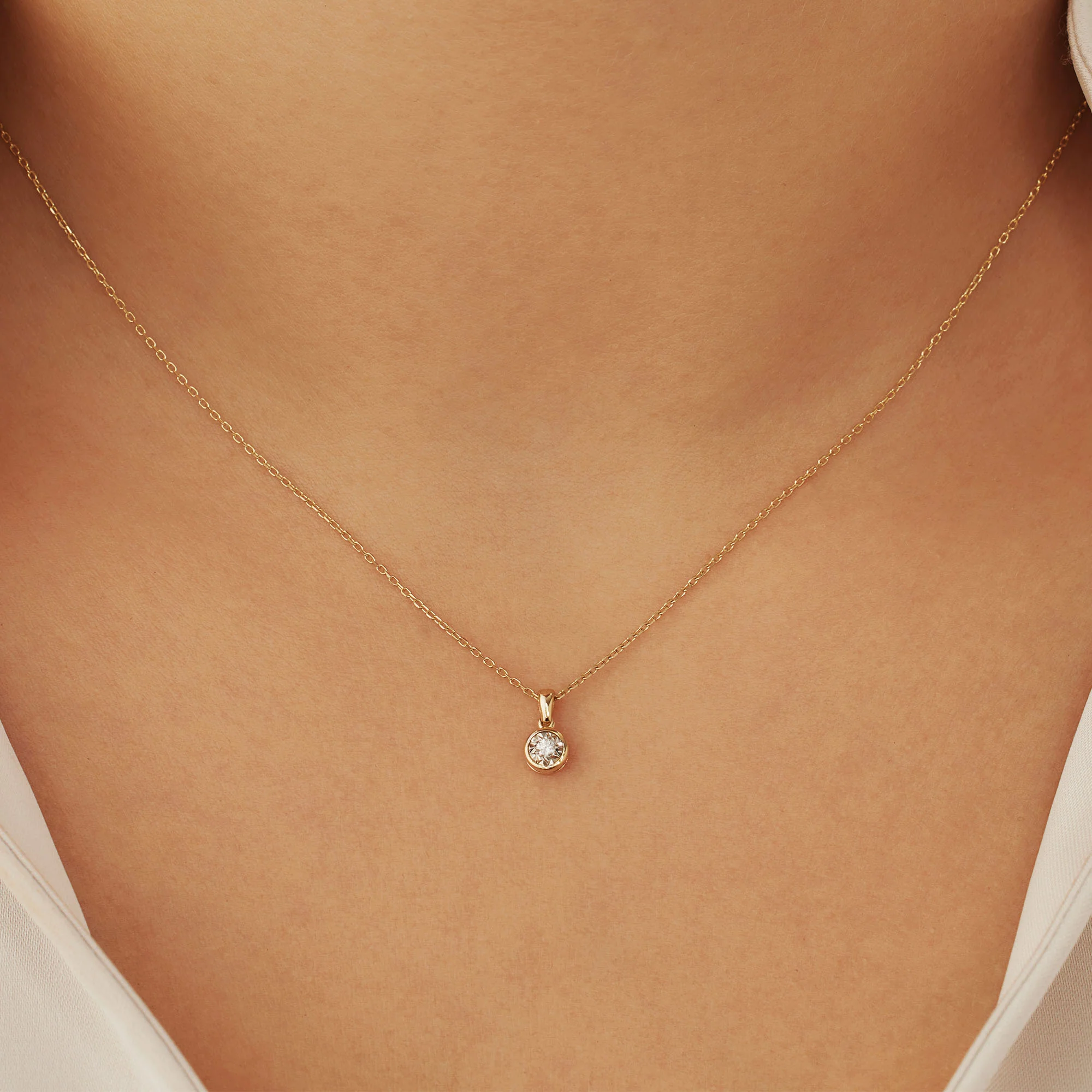De la Paix Inaya 14 karat gold necklace with diamond 0.03 carat - Image 2