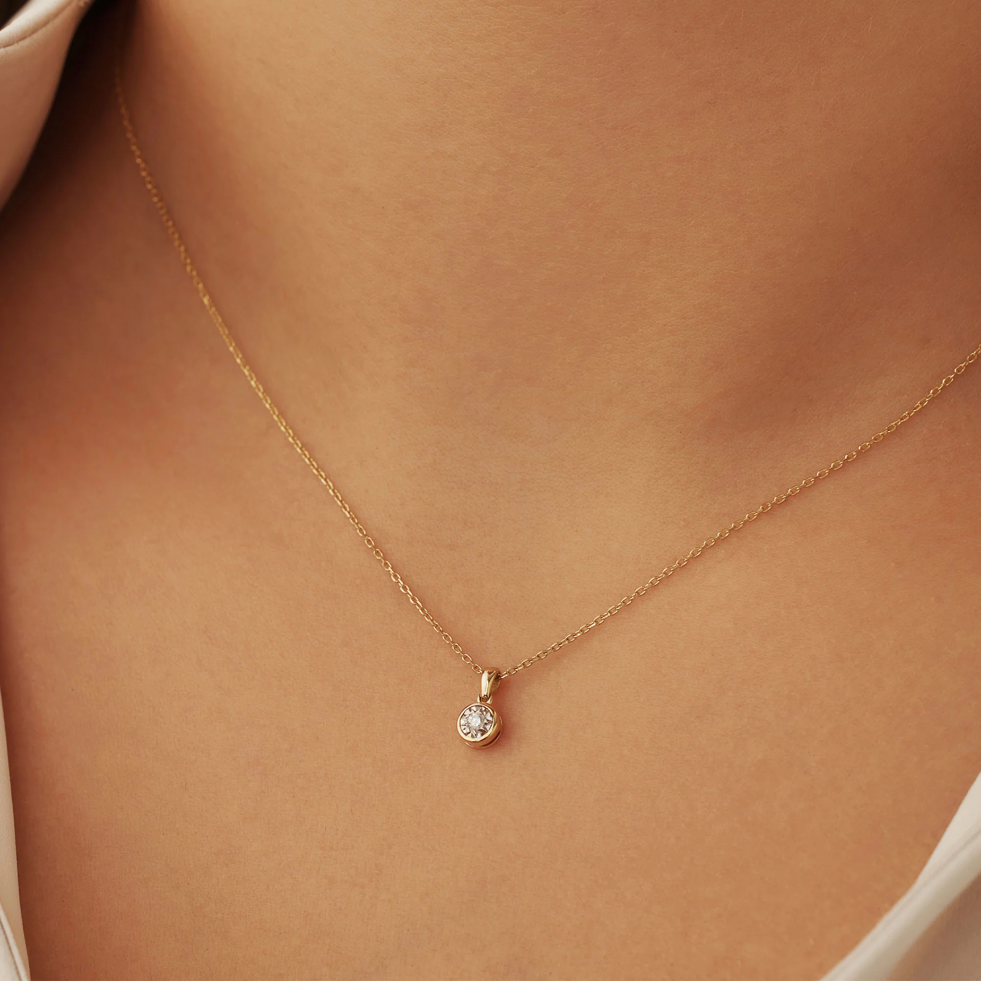 De la Paix Inaya 14 karat gold necklace with diamond 0.03 carat - Image 3