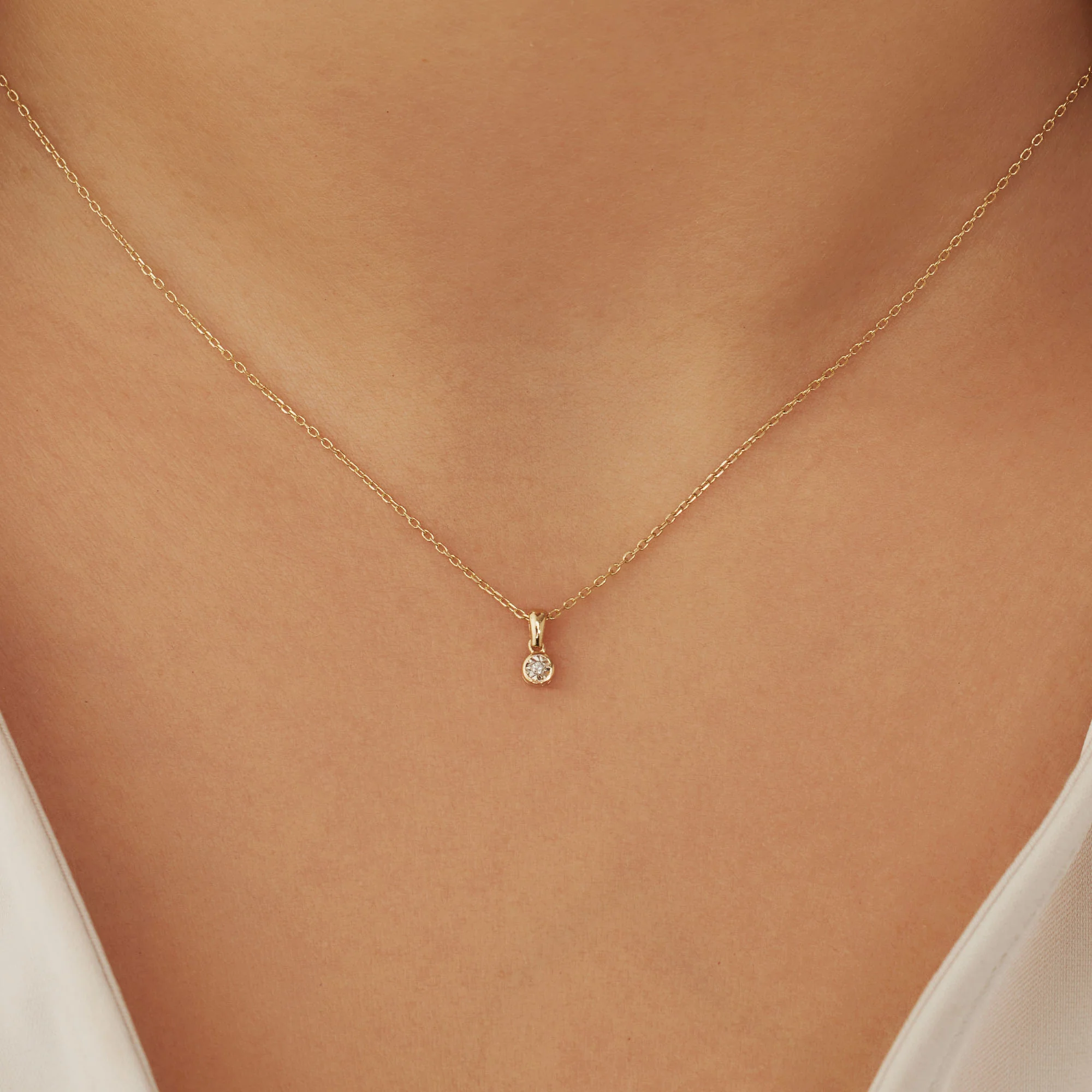 De la Paix Inaya 14 karat gold necklace with diamond 0.01 carat - Image 2