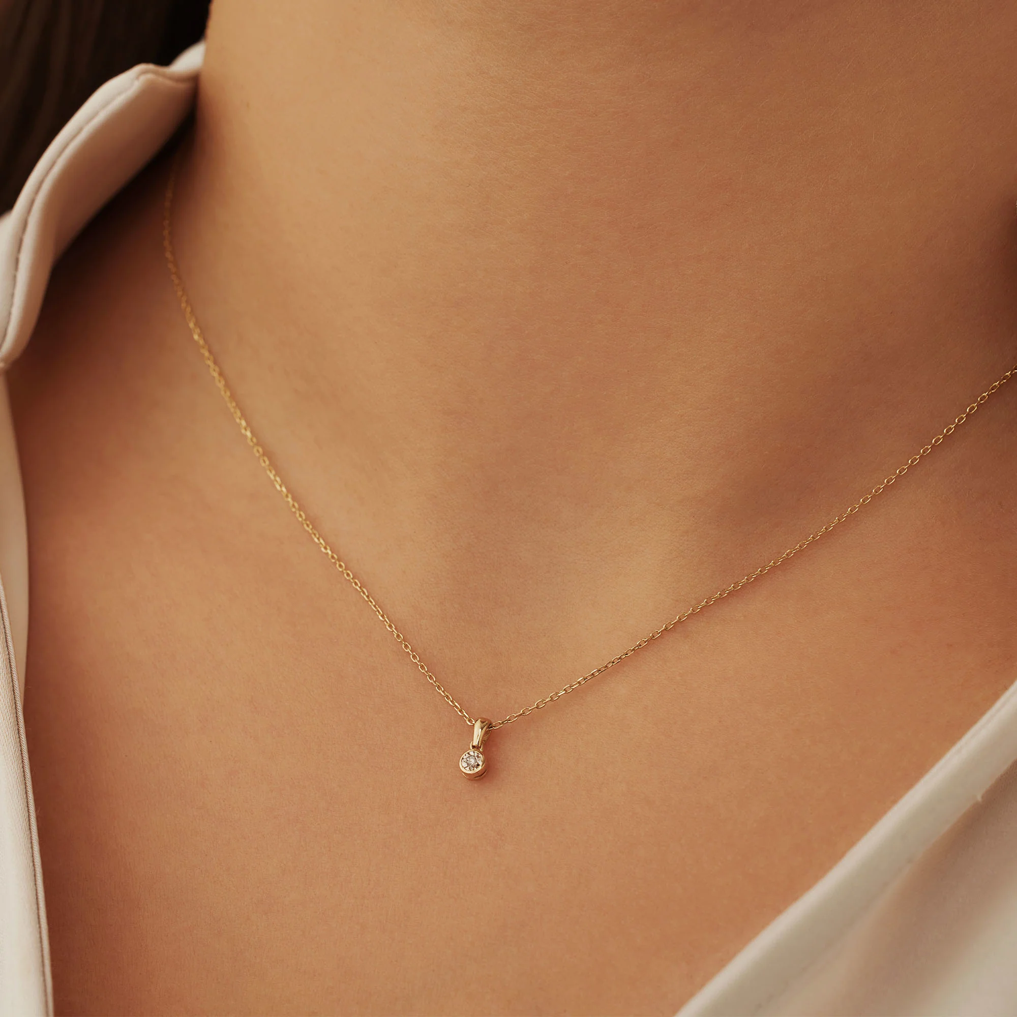 De la Paix Inaya 14 karat gold necklace with diamond 0.01 carat - Image 3