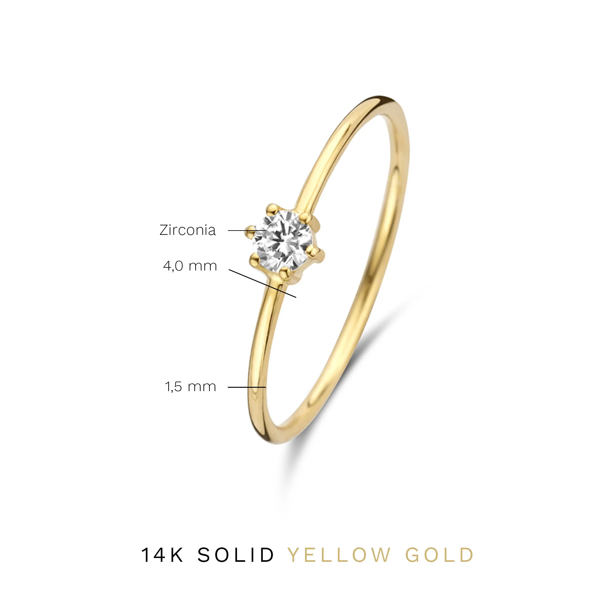 Le Marais Abelle 14 karat gold ring with zirconia stone - Image 7
