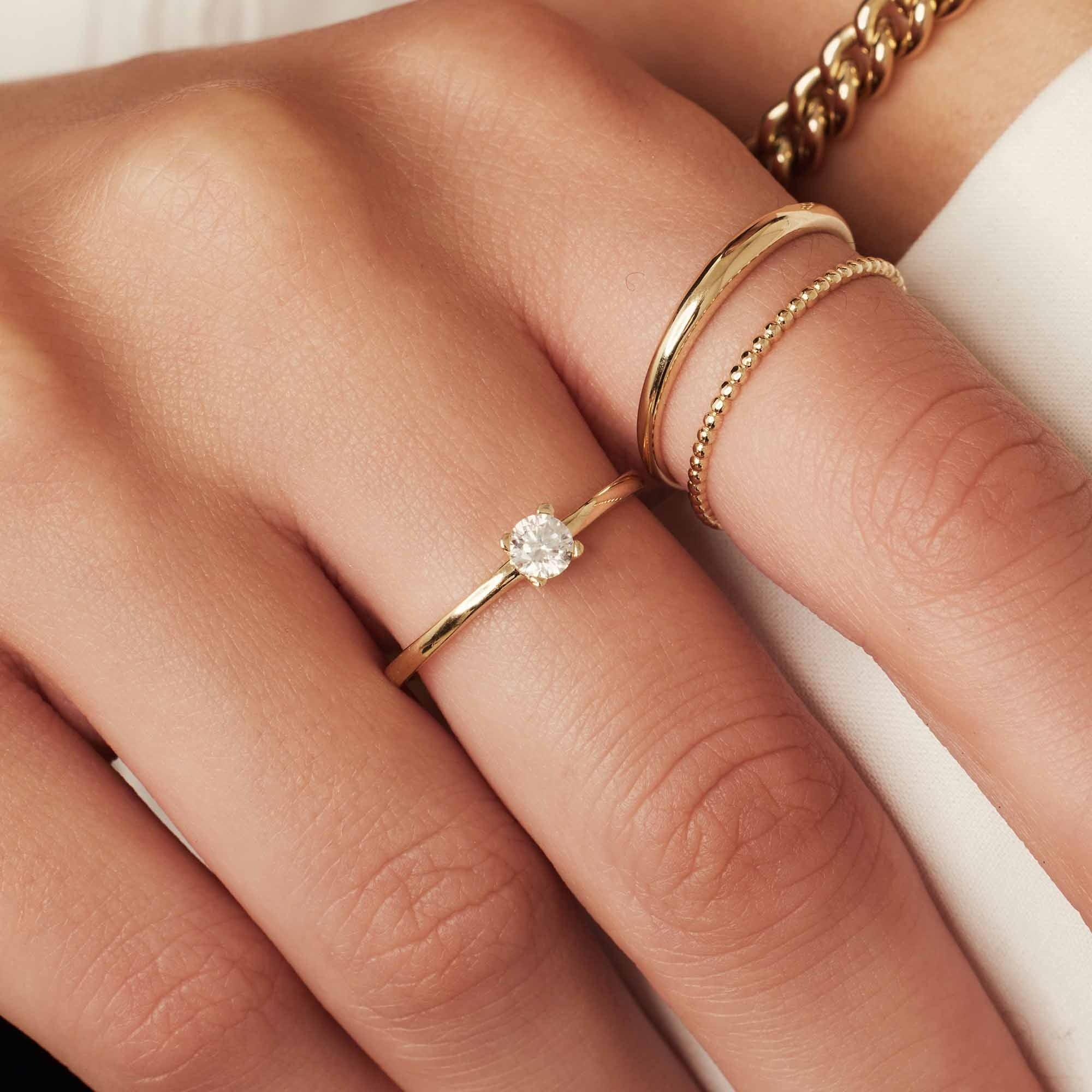 Le Marais Isidora 14 karat gold ring with zirconia stone - Image 2
