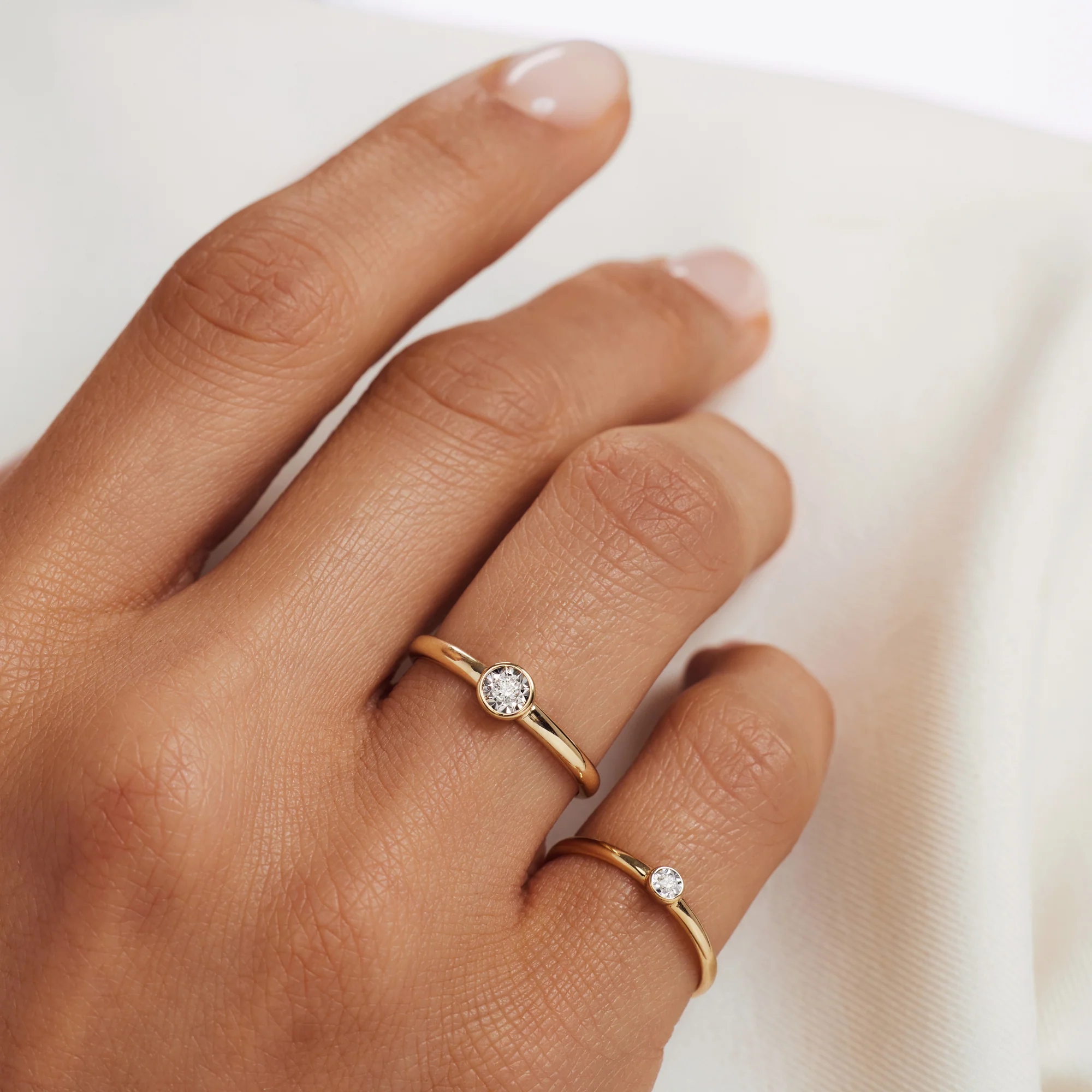 De la Paix Inaya 14 karat gold ring with diamond 0.03 carat - Image 2