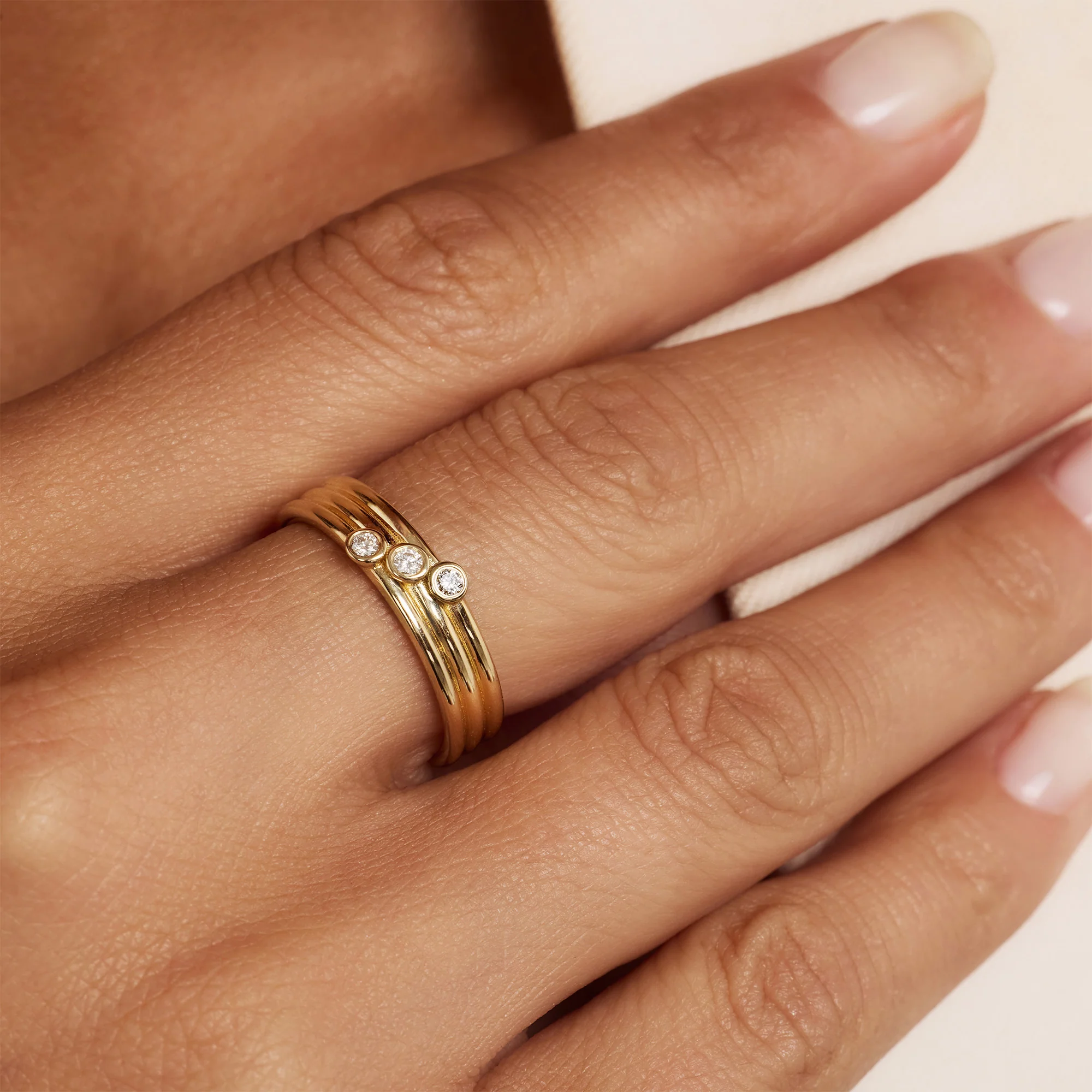 De la Paix Viviane 14 karat gold ring with diamond 0.09 carat - Image 2