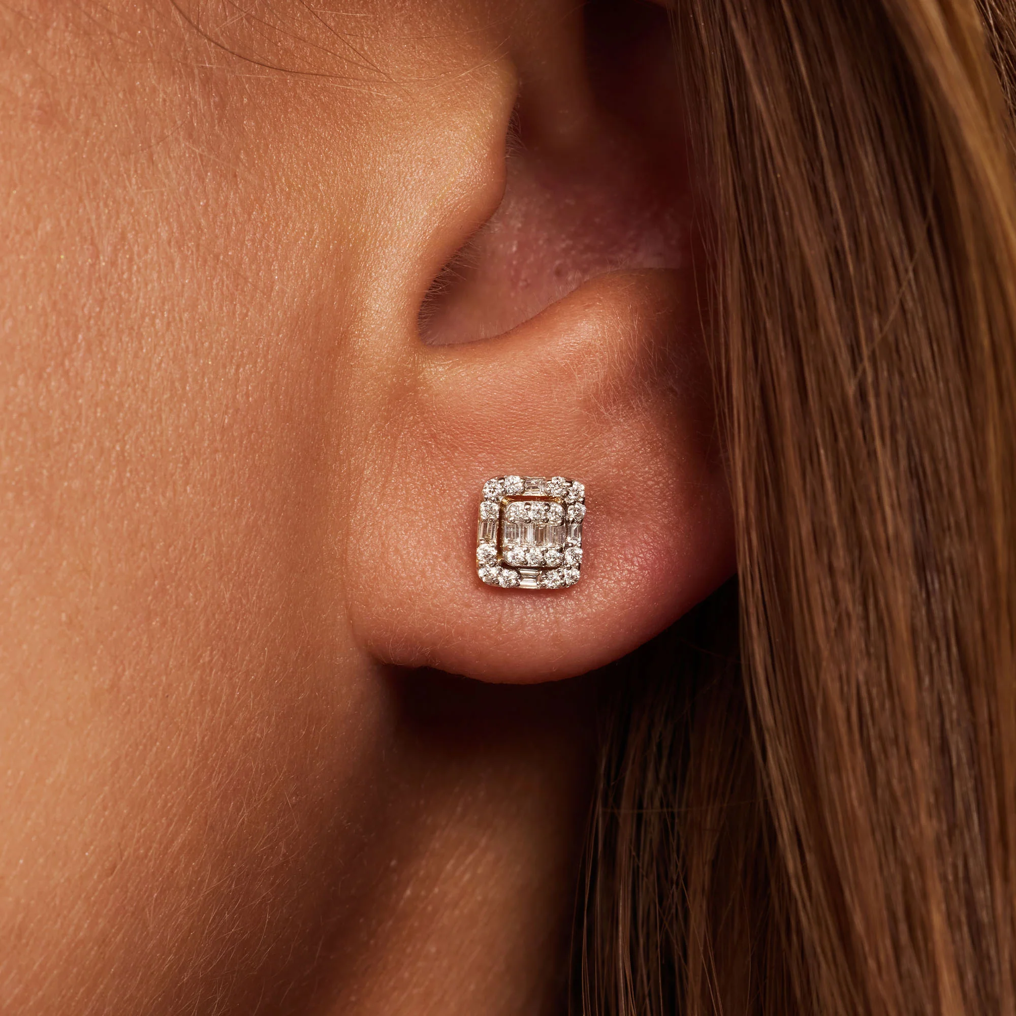 De la Paix Elena 14 karat gold stud ear studs with diamond 0.25 carat - Image 3