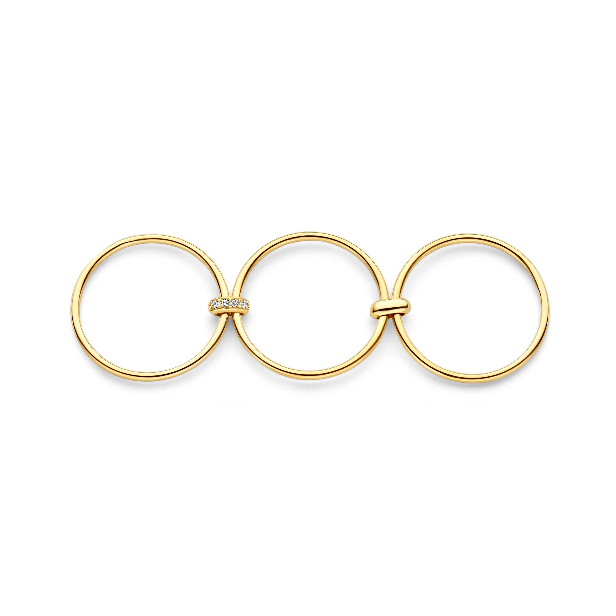 Cour d'Honneur Adora 14 karat golden 3-piece multi ring with zirconia - Image 6