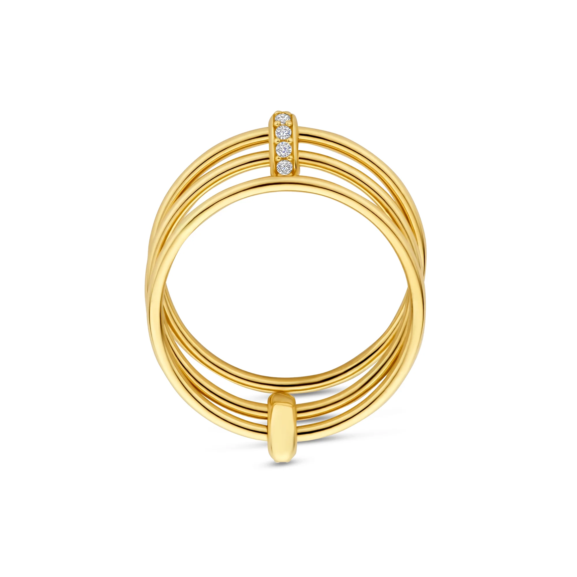Cour d'Honneur Adora 14 karat golden 3-piece multi ring with zirconia - Image 7