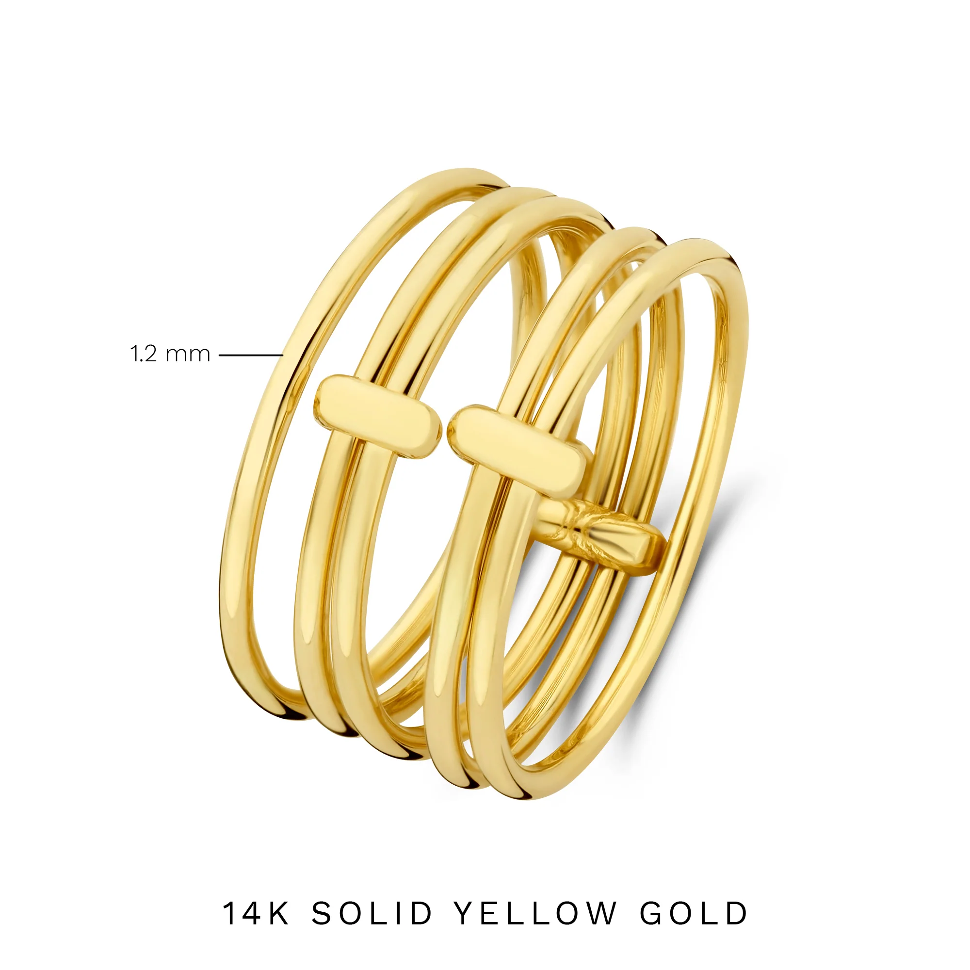 Cour d'Honneur Adora 14 karat golden 5-piece multi ring - Image 8