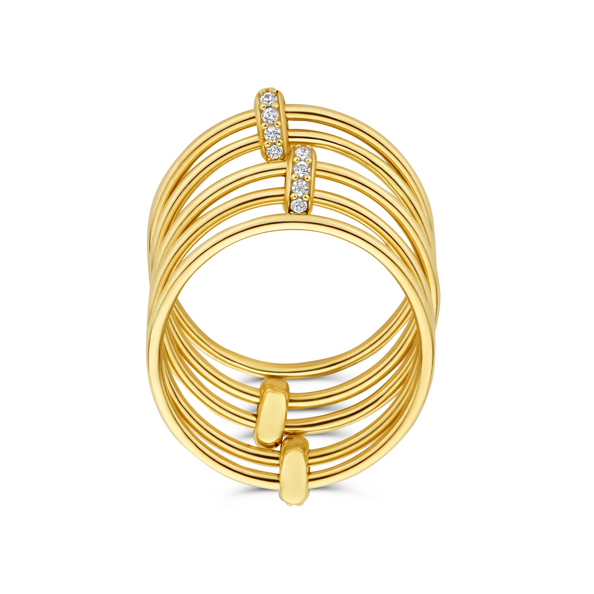 Cour d'Honneur Adora 14 karat golden 5-piece multi ring with zirconia - Image 6