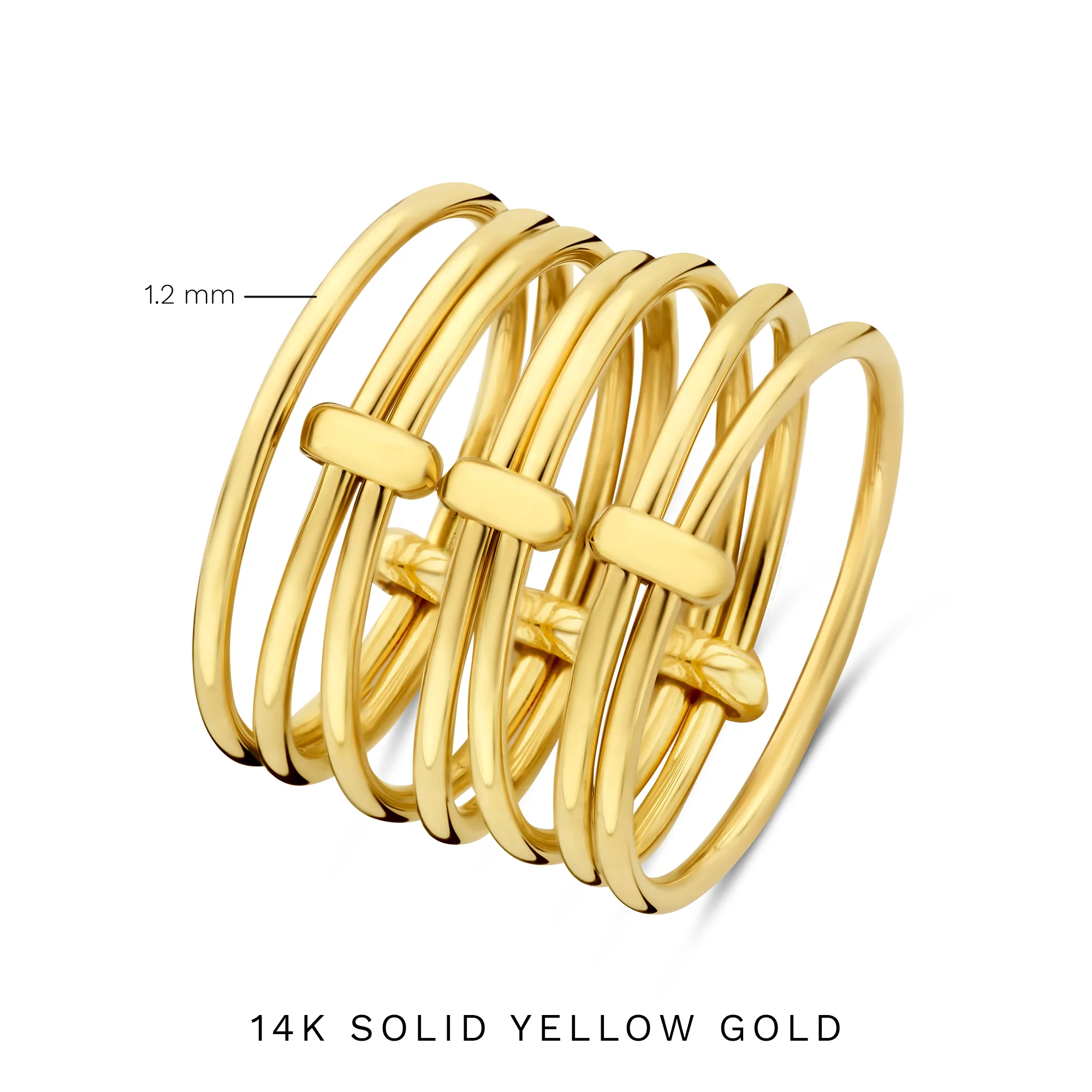 Cour d'Honneur Adora 14 karat golden 7-piece multi ring - Image 9