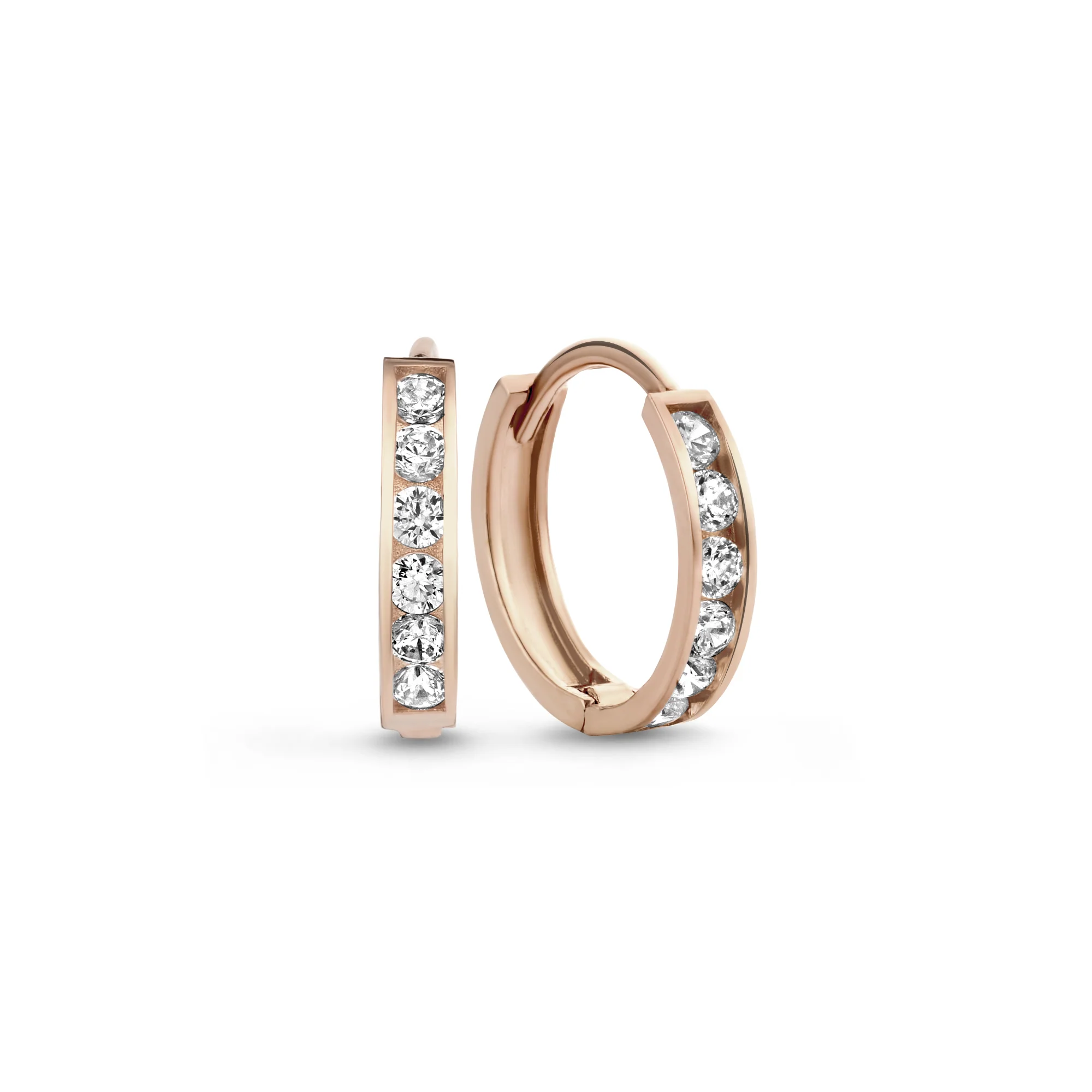 Cadeau d'Isabel 14 karat rose gold earring set with zirconia stones - Image 4
