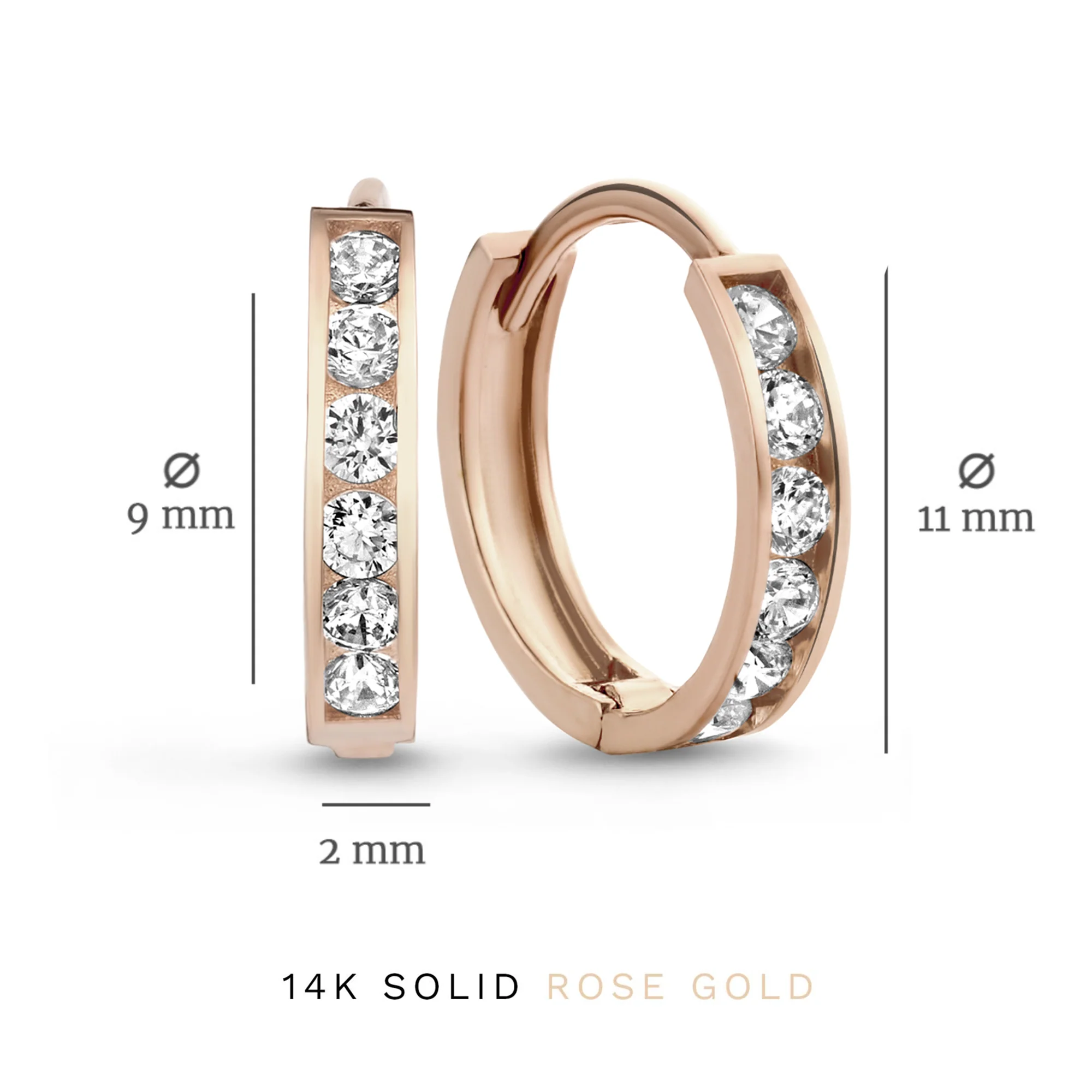 Cadeau d'Isabel 14 karat rose gold earring set with zirconia stones - Image 6