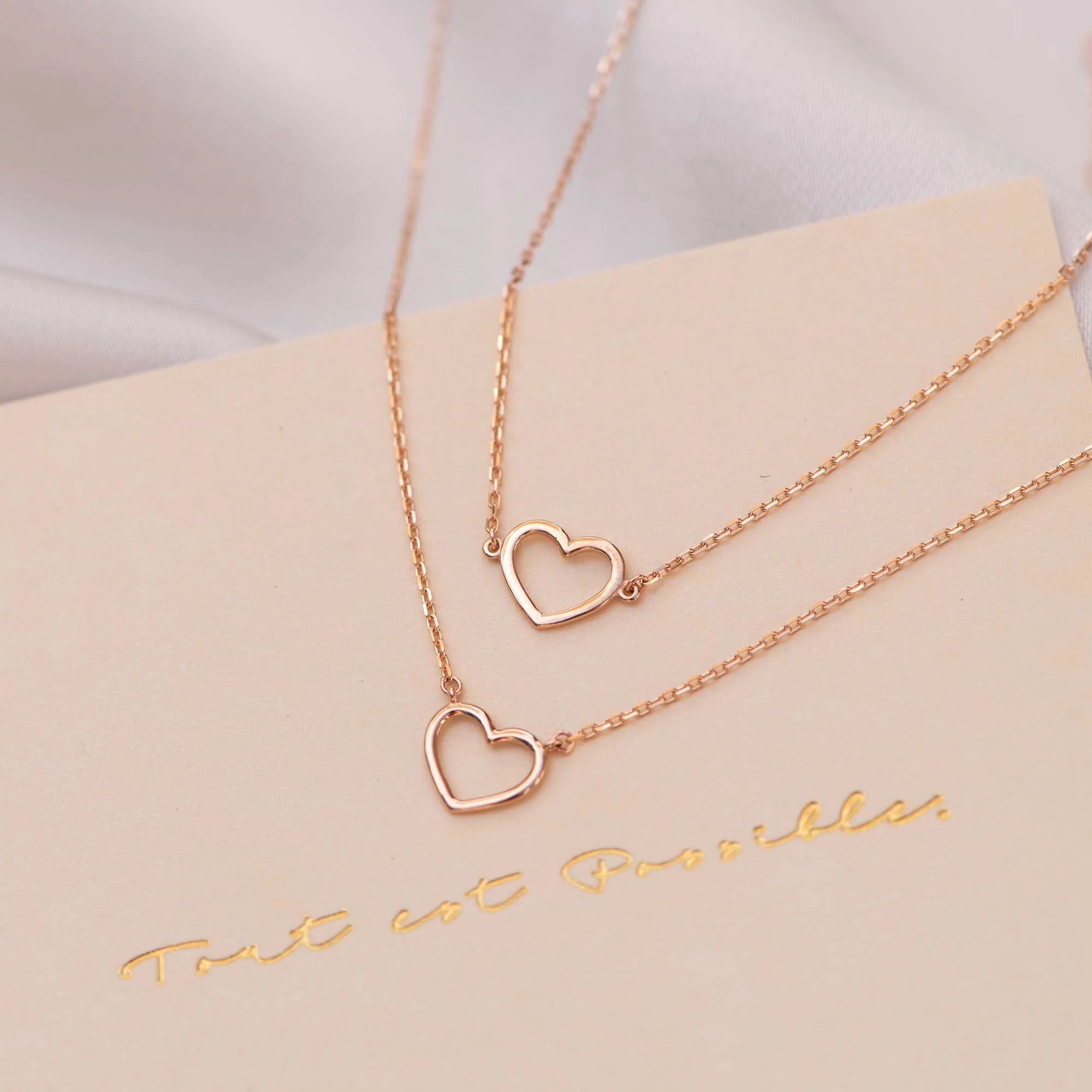 Cadeau d'Isabel 14 karat rose gold necklace & bracelet set with heart - Image 5