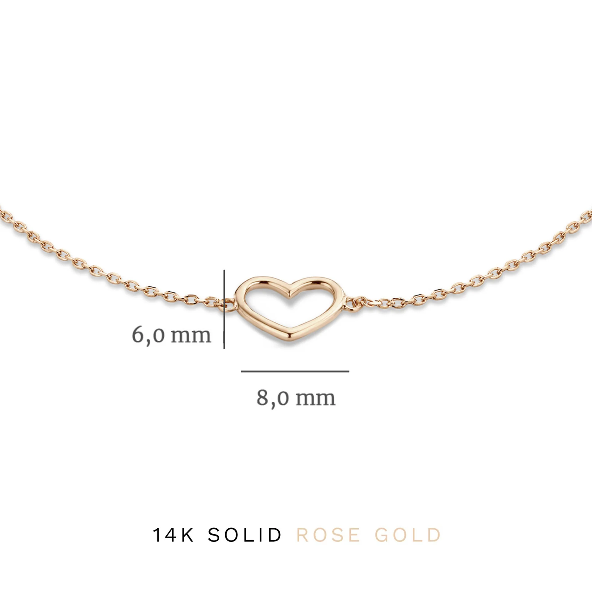 Cadeau d'Isabel 14 karat rose gold necklace & bracelet set with heart - Image 9