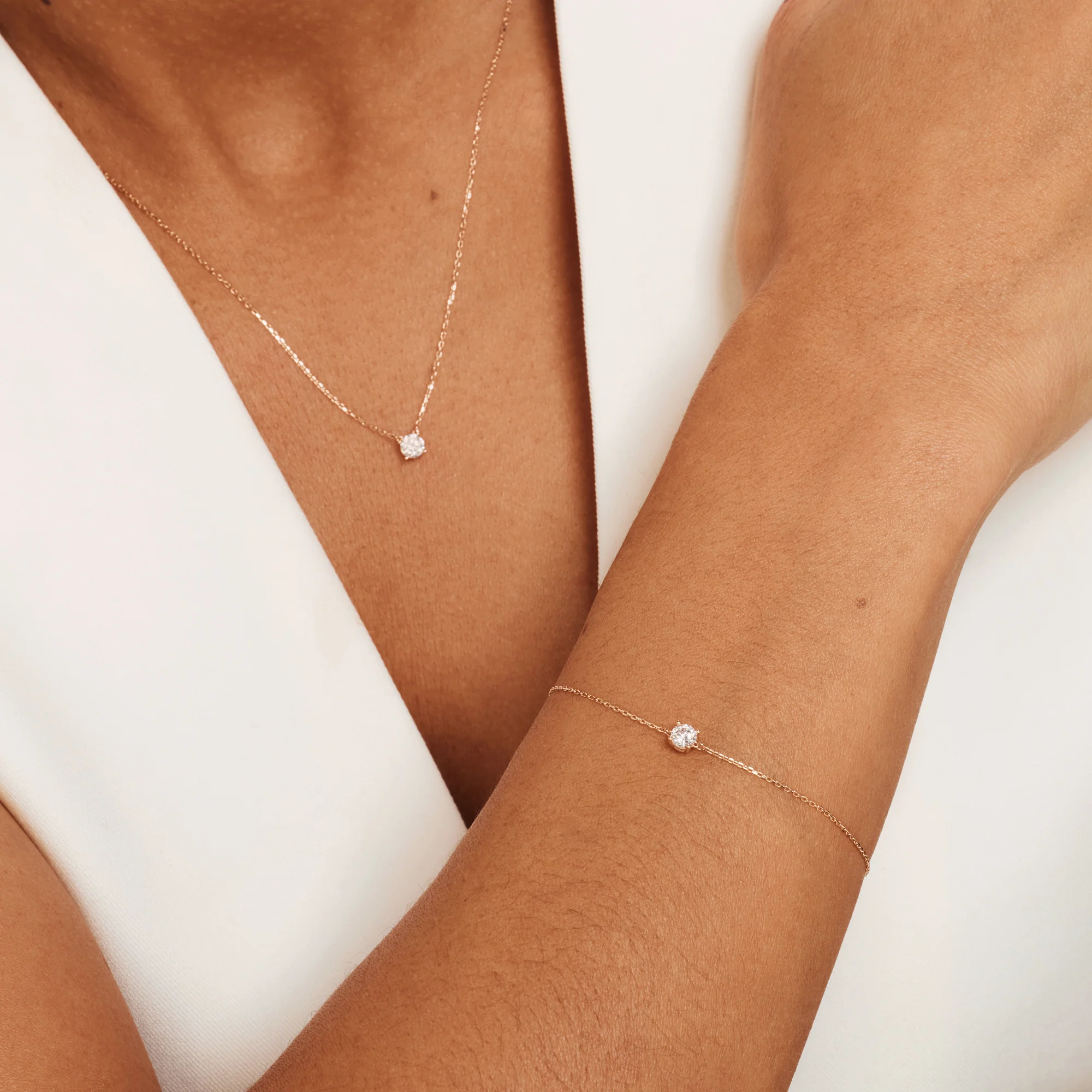 Cadeau d'Isabel 14 karat rose gold necklace & bracelet with zirconia - Image 4