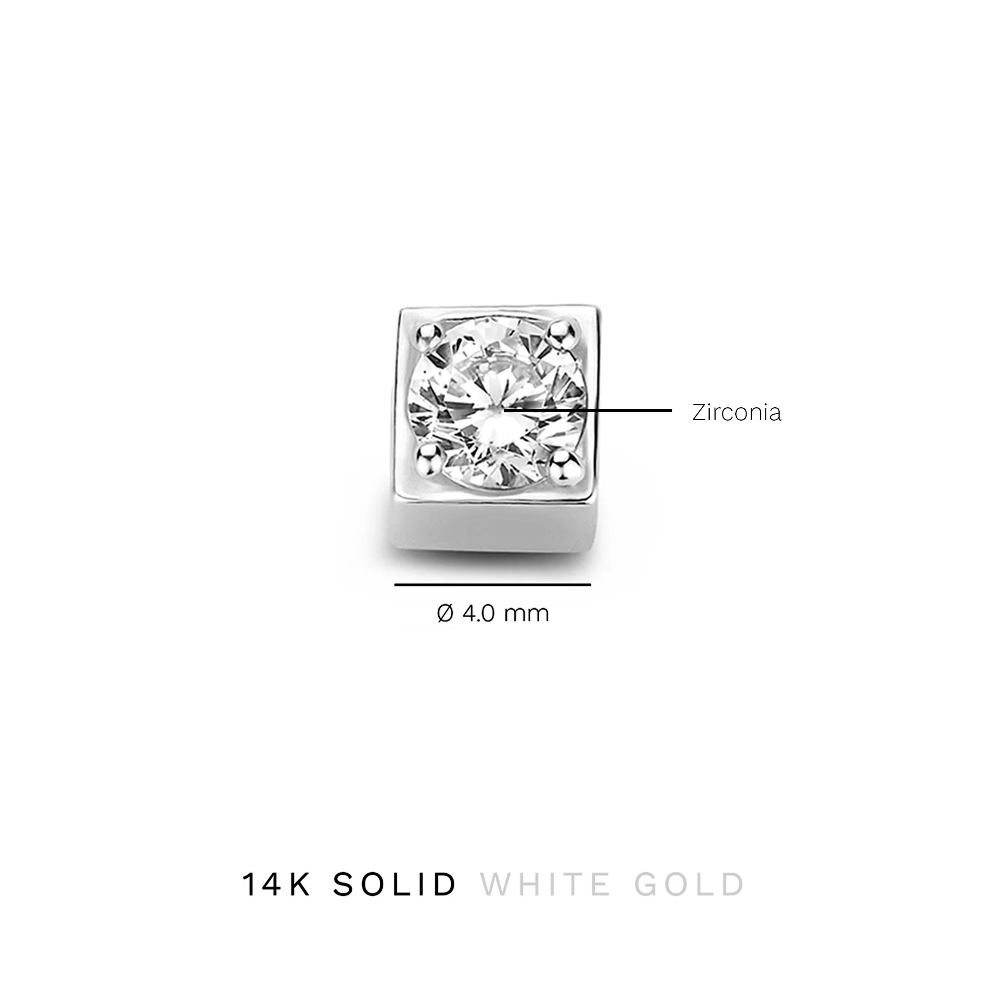 Saint Germain Felie 14 karat white gold cube charm with zirconia stone - Image 7