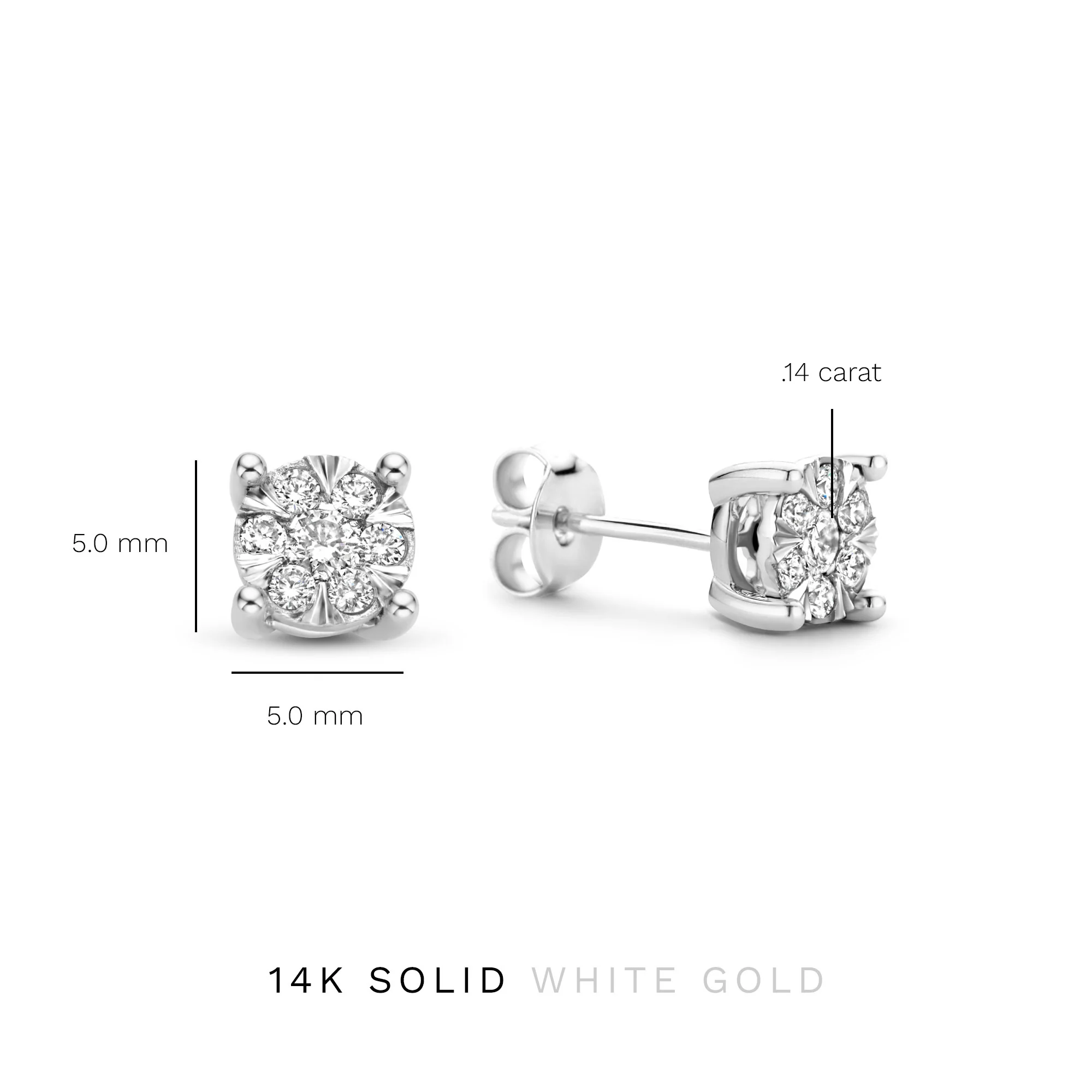 De la Paix Hanaé 14 karat white gold ear studs with diamond 0.28 carat - Image 5
