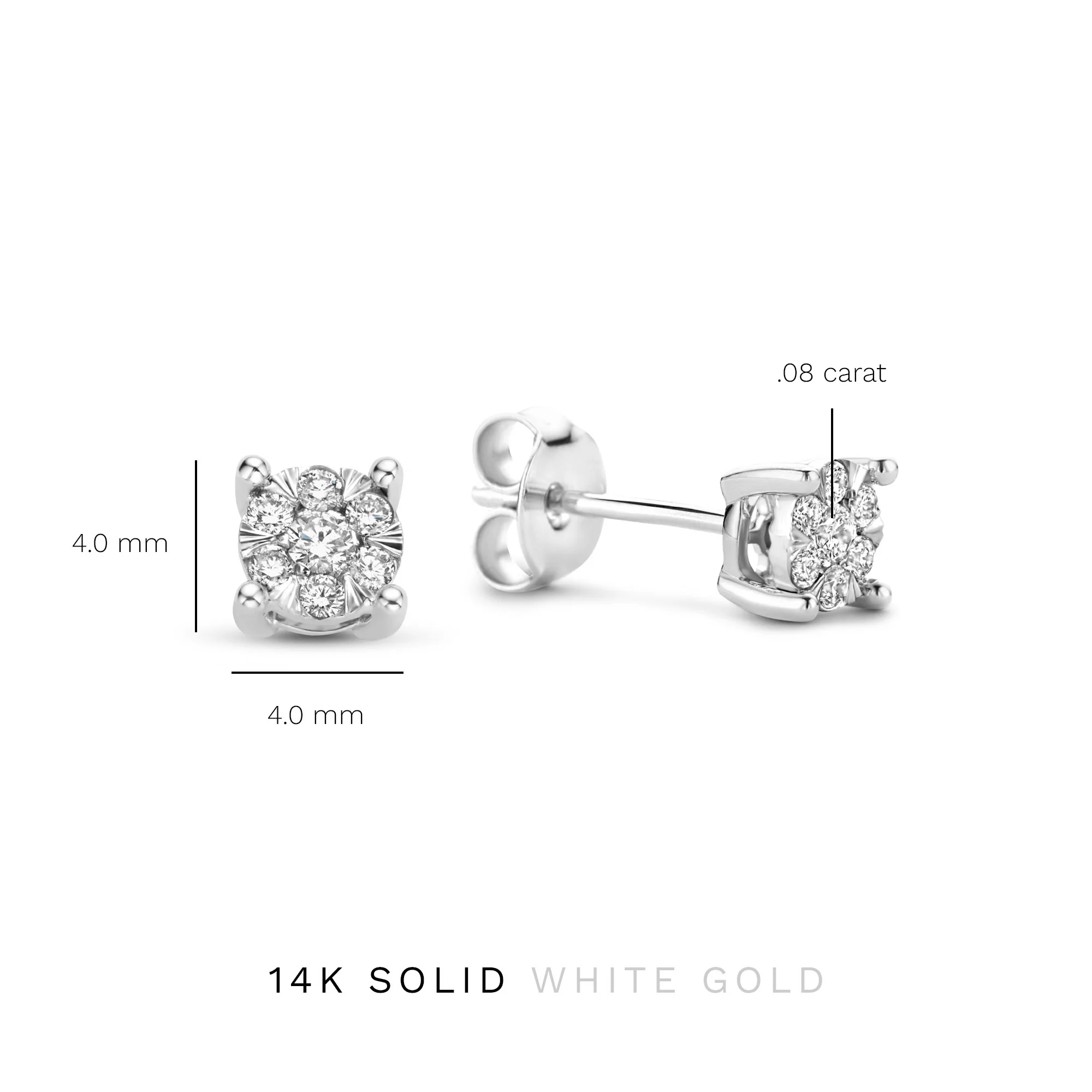 De la Paix Hanaé 14 karat white gold ear studs with diamond 0.16 carat - Image 7