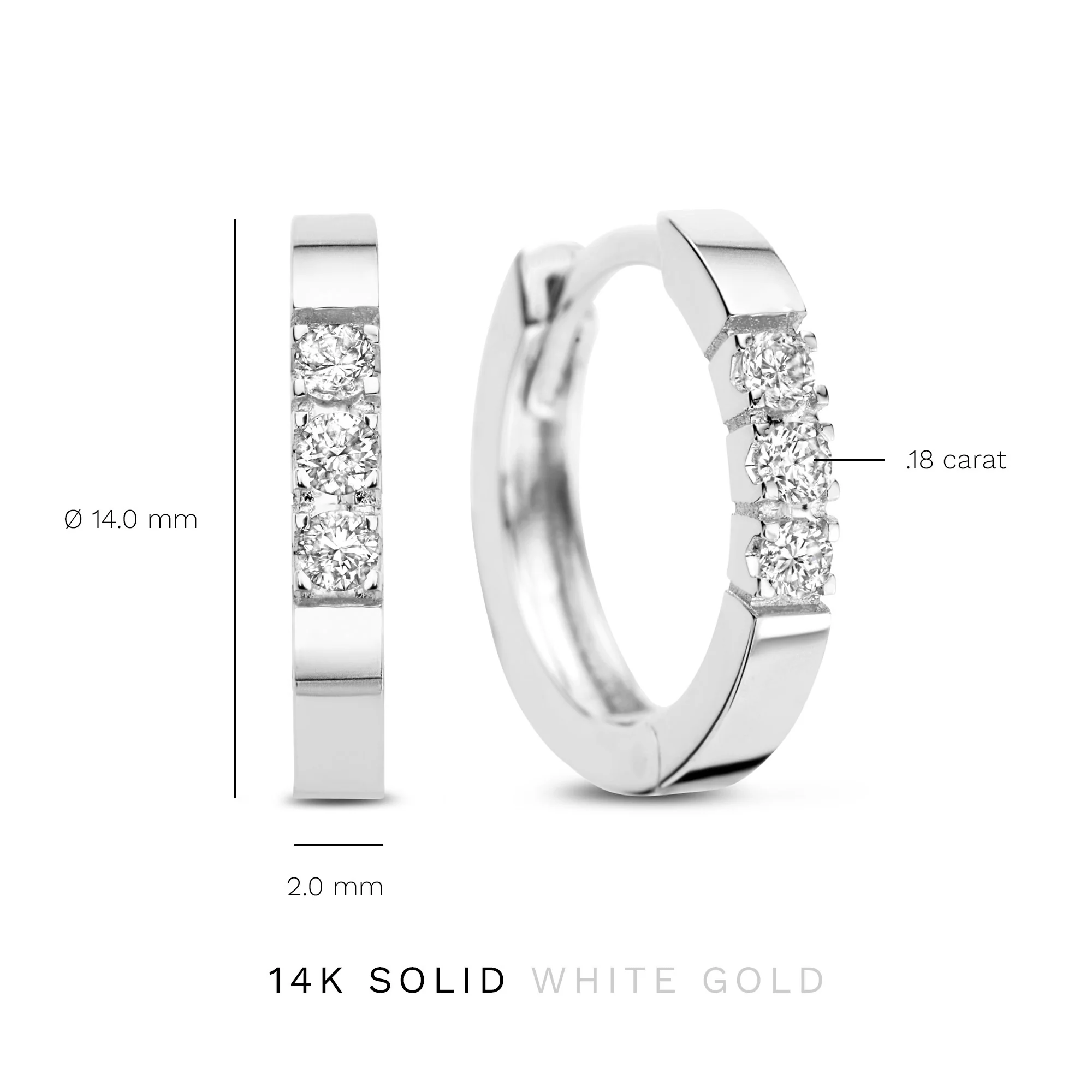 De la Paix Madeline 14 karat white gold earrings with diamond 0.15 ct - Image 9