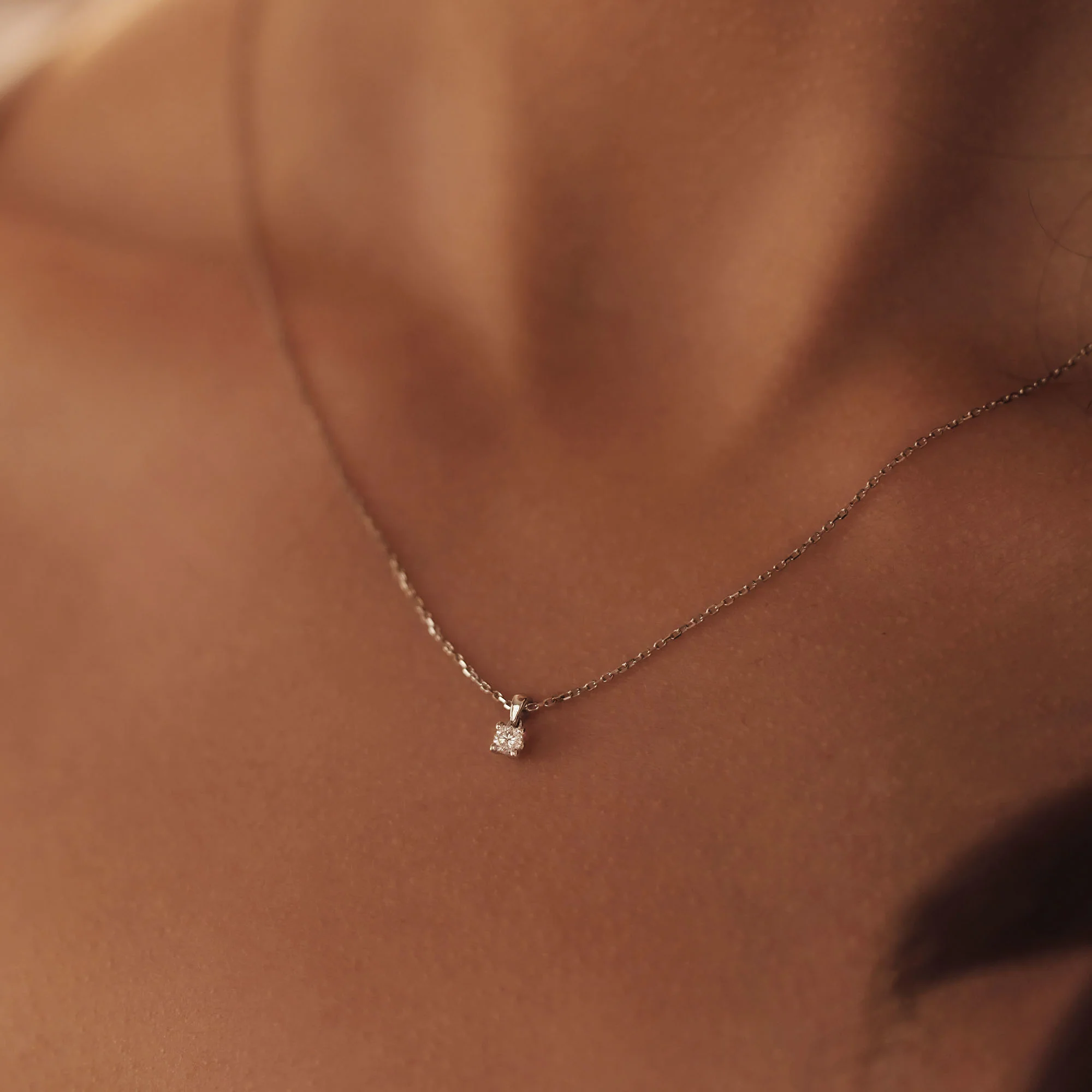 De la Paix Celesse 14 karat white gold necklace with diamond 0.07 ct - Image 3