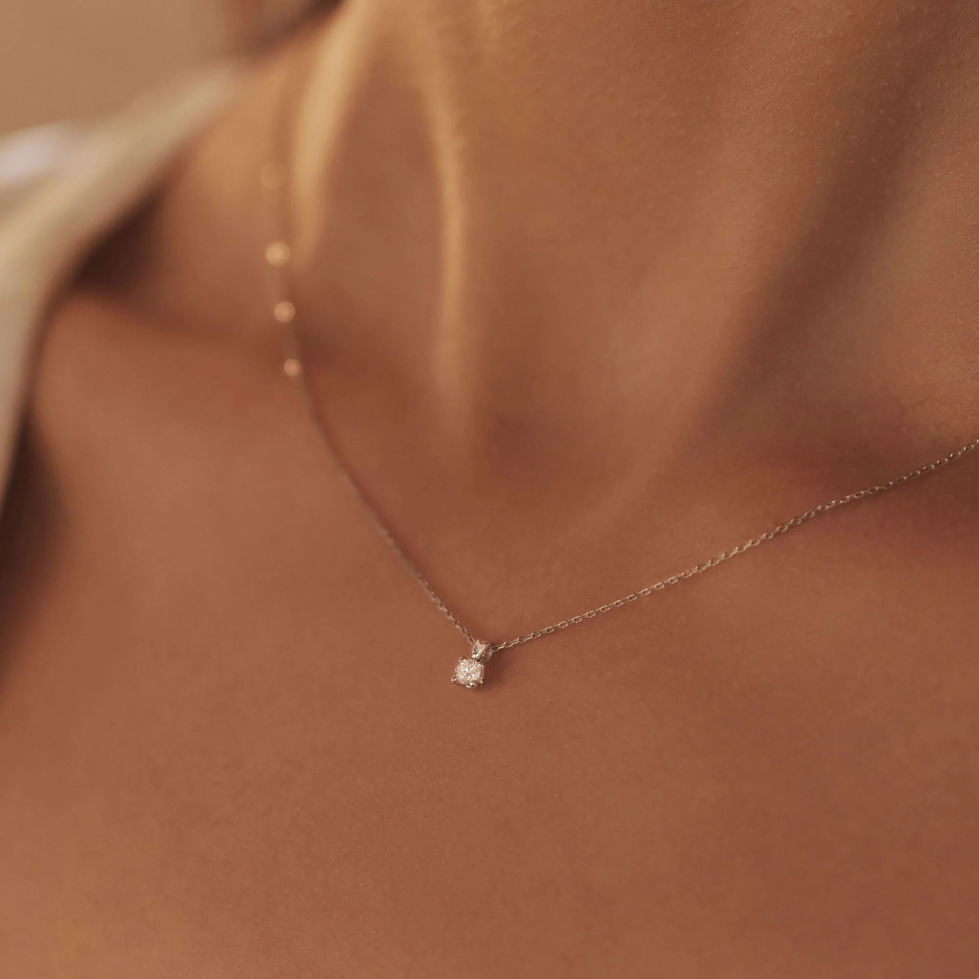 De la Paix Christine 14 karat white gold necklace with diamond 0.10 ct - Image 3