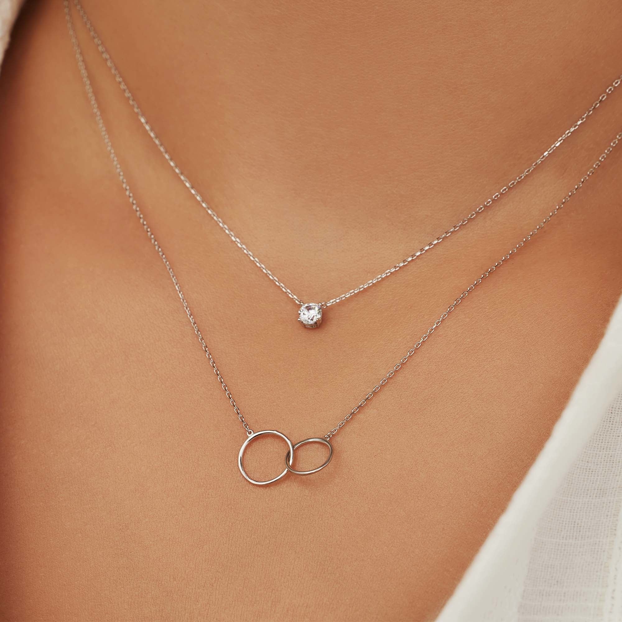 Saint Germain Loulou 14 karat white gold necklace with two rings - Image 3