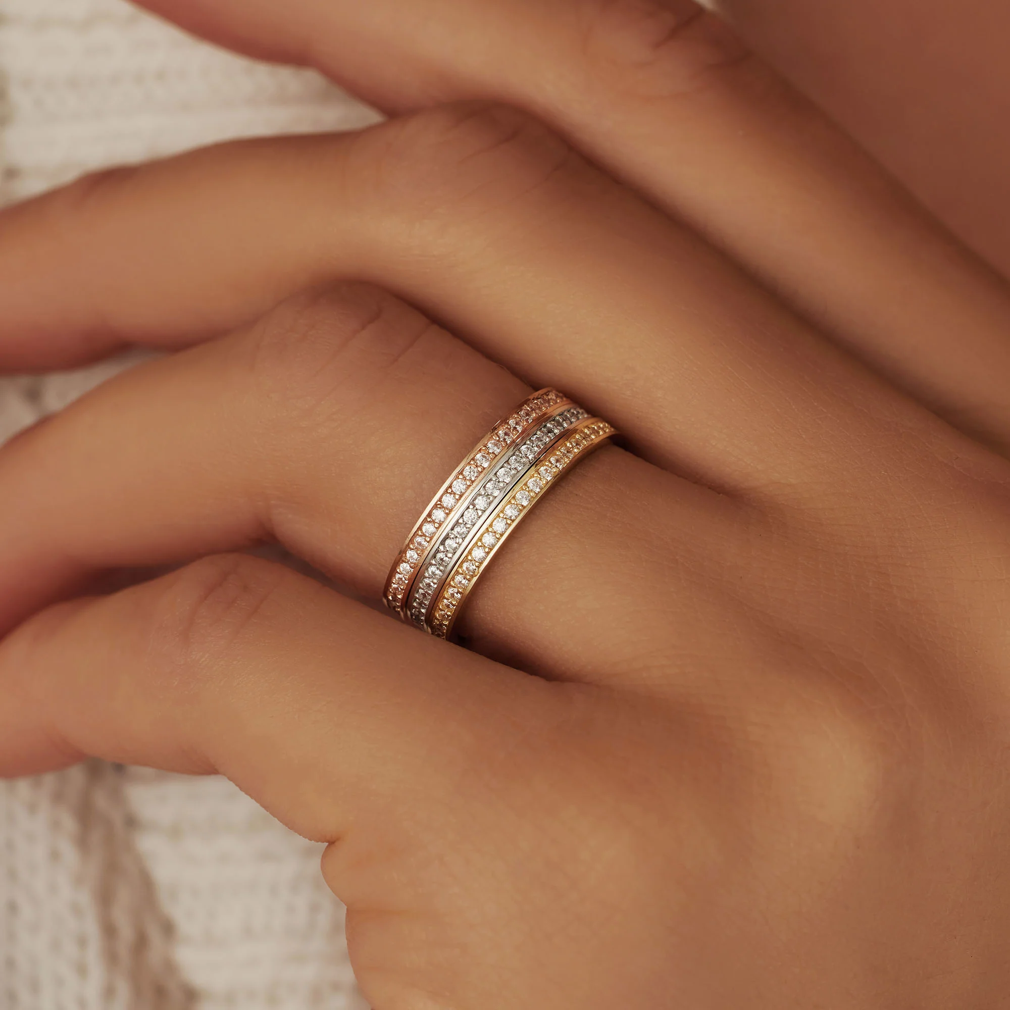 Saint Germain Merle 14 karat white gold ring with zirconia stones - Image 5