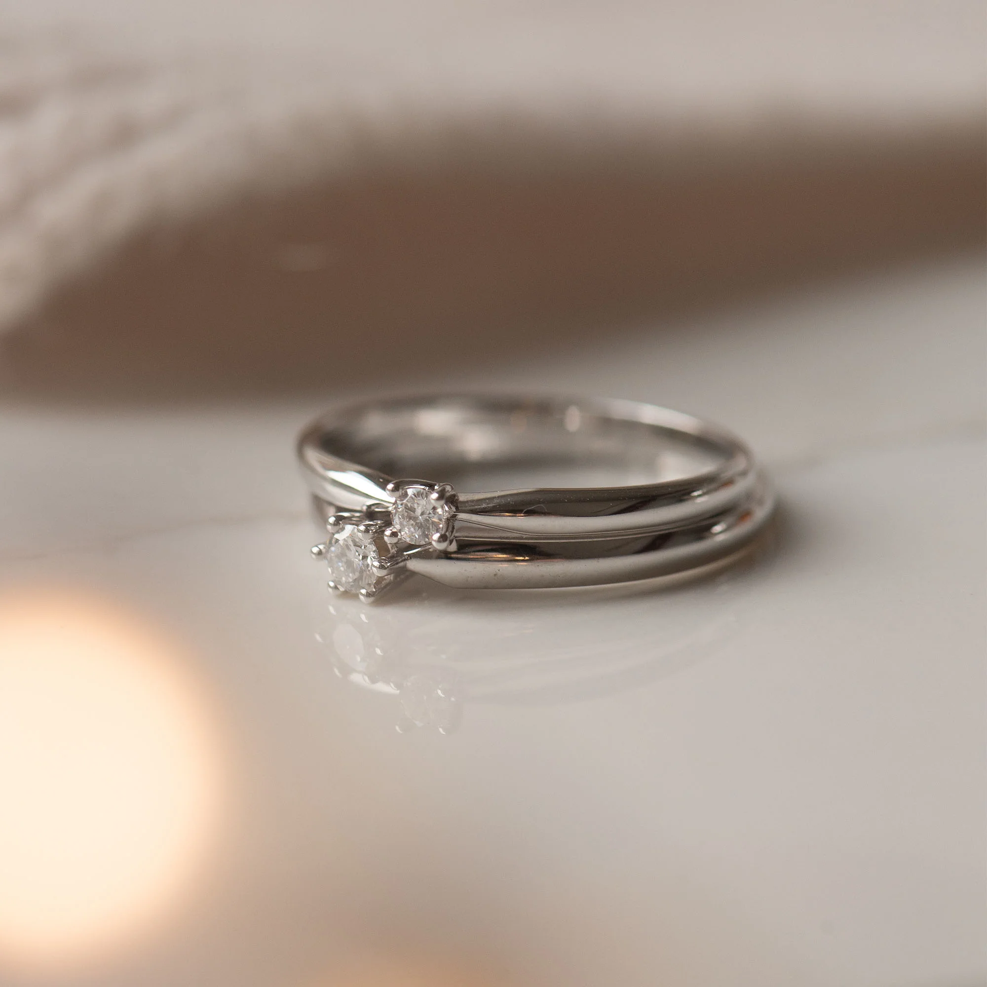 De la Paix Celesse 14 karat white gold ring with diamond 0.07 carat - Image 6