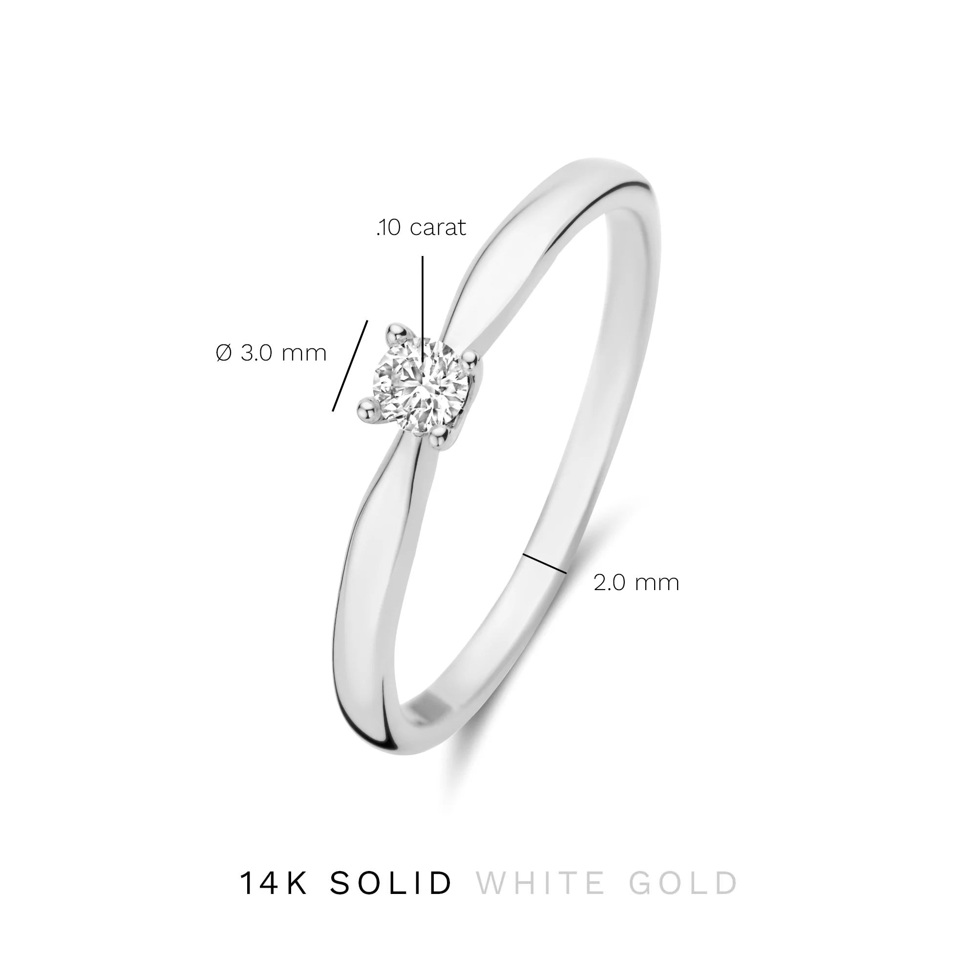 De la Paix Christine 14 karat white gold ring with diamond 0.10 carat - Image 8