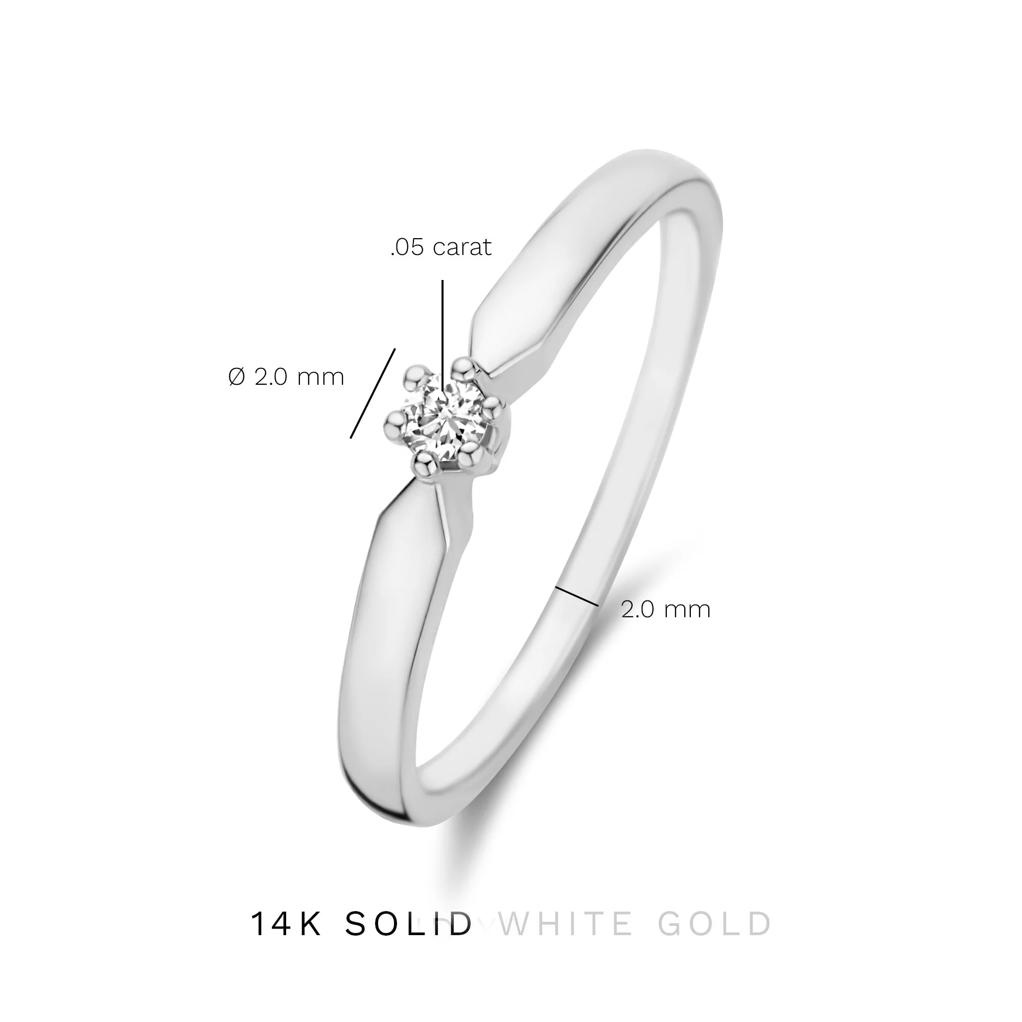 De la Paix Emily 14 karat white gold ring with diamond 0.05 carat - Image 5