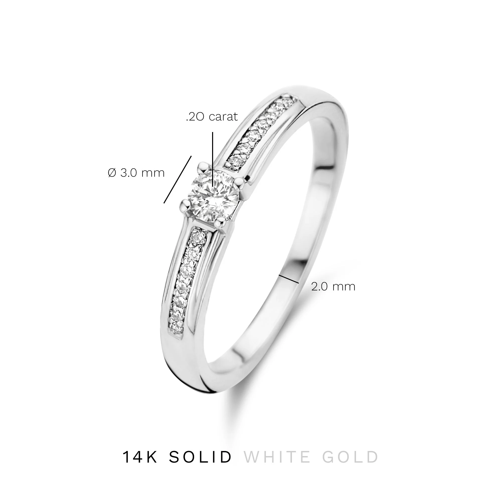 De la Paix Madeline 14 karat white gold ring with diamond 0.20 carat - Image 8