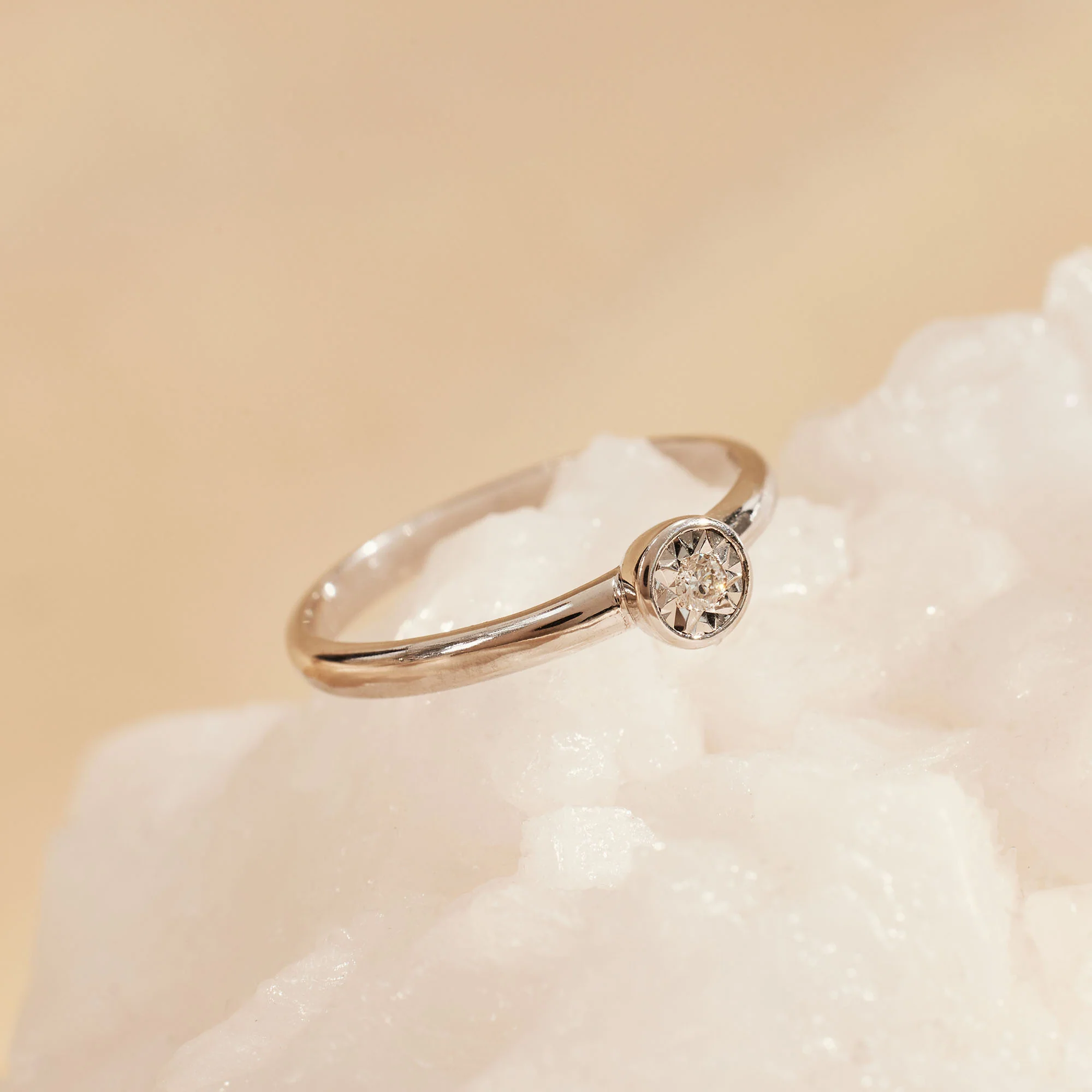 De la Paix Inaya 14 karat white gold ring with diamond 0.03 carat - Image 4
