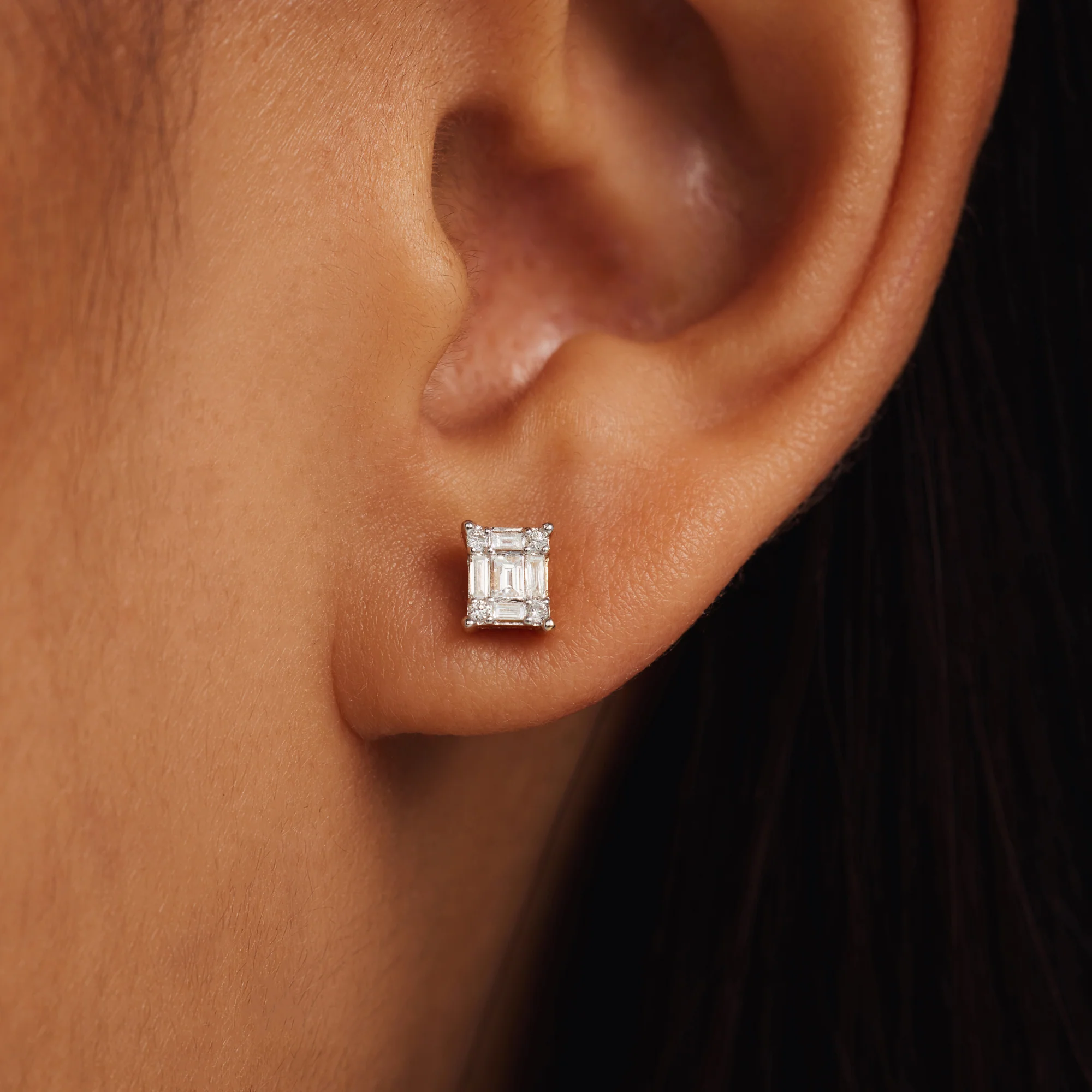De la Paix Maxime 14 karat white gold ear studs with diamond 0.22 ct - Image 2