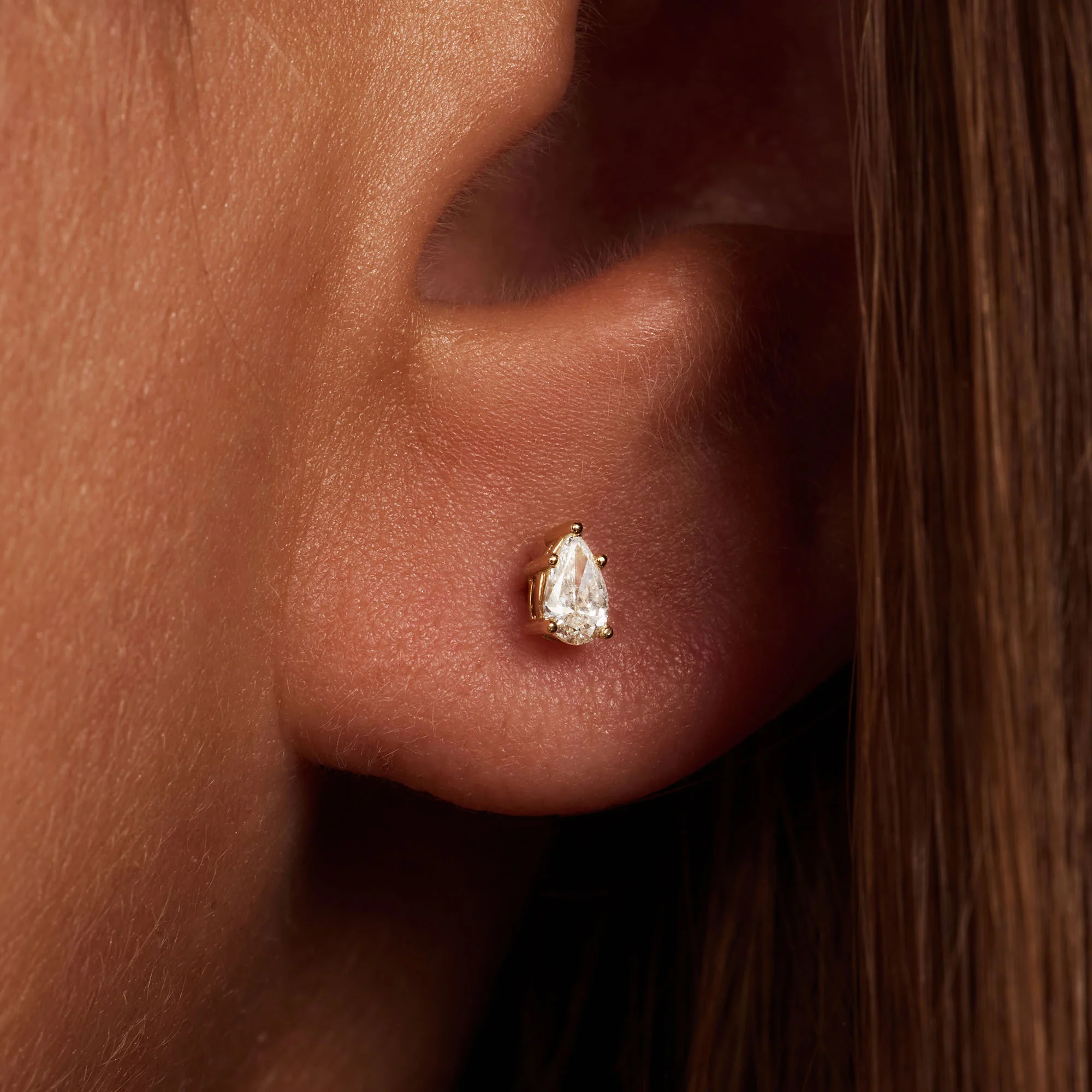 De la Paix Eloise 14 karat gold ear stud with diamond 0.2 carat - Image 3