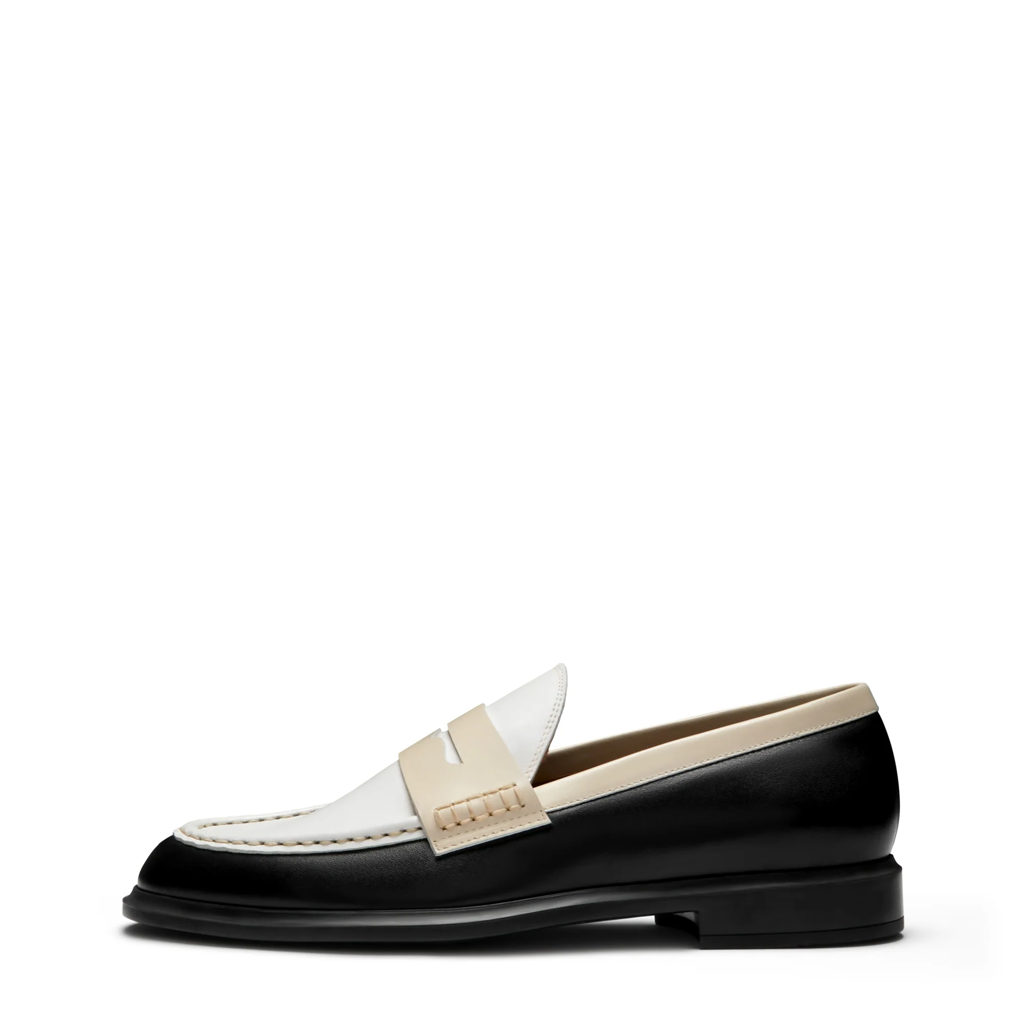 Vendôme Blandine black, white and cream calfskin leather loafers - Image 4
