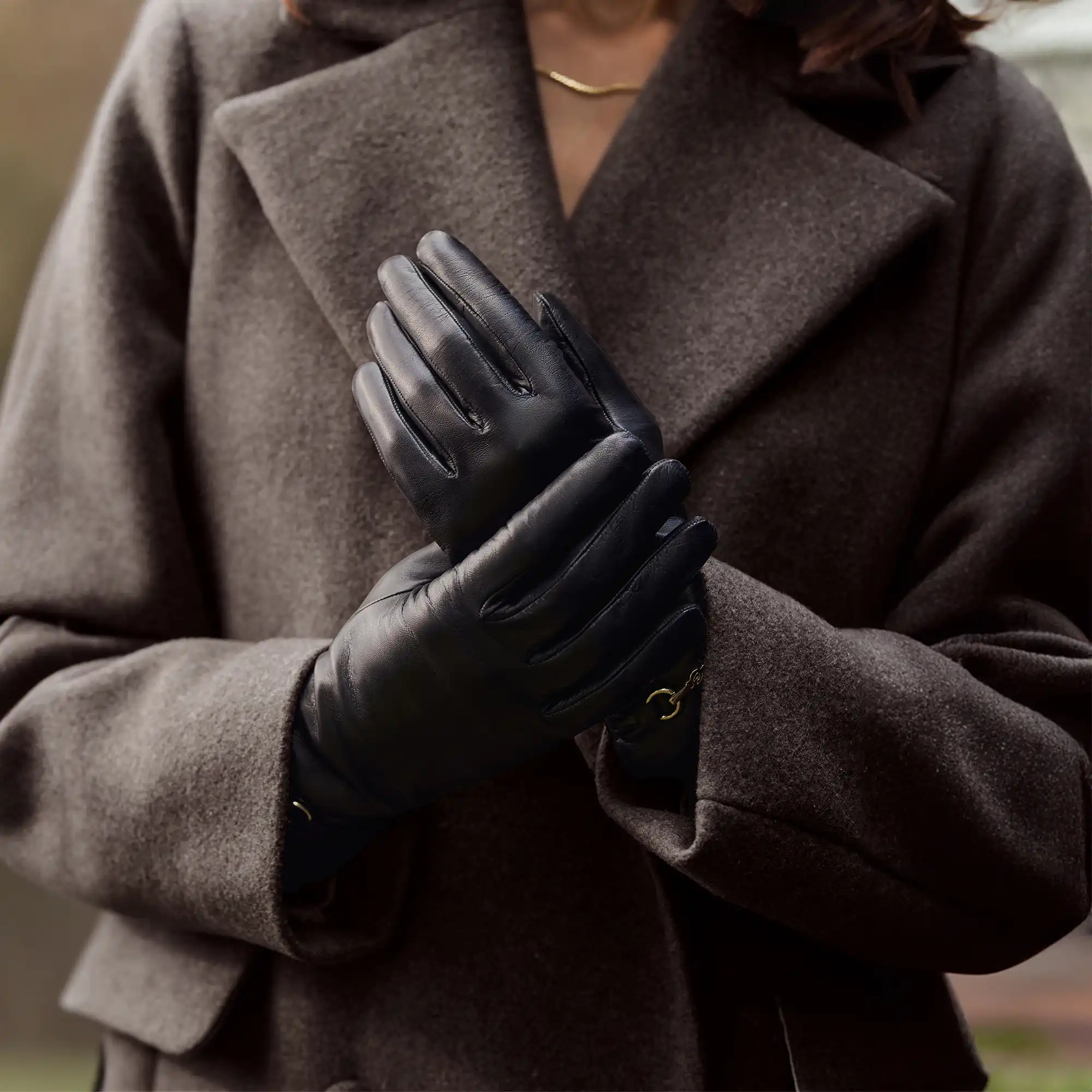 Honoré Marcelia black goatskin leather gloves - Image 2