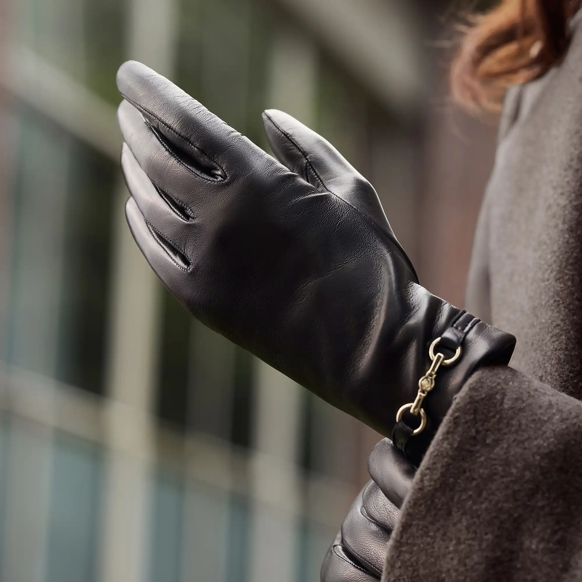 Honoré Marcelia black goatskin leather gloves - Image 3
