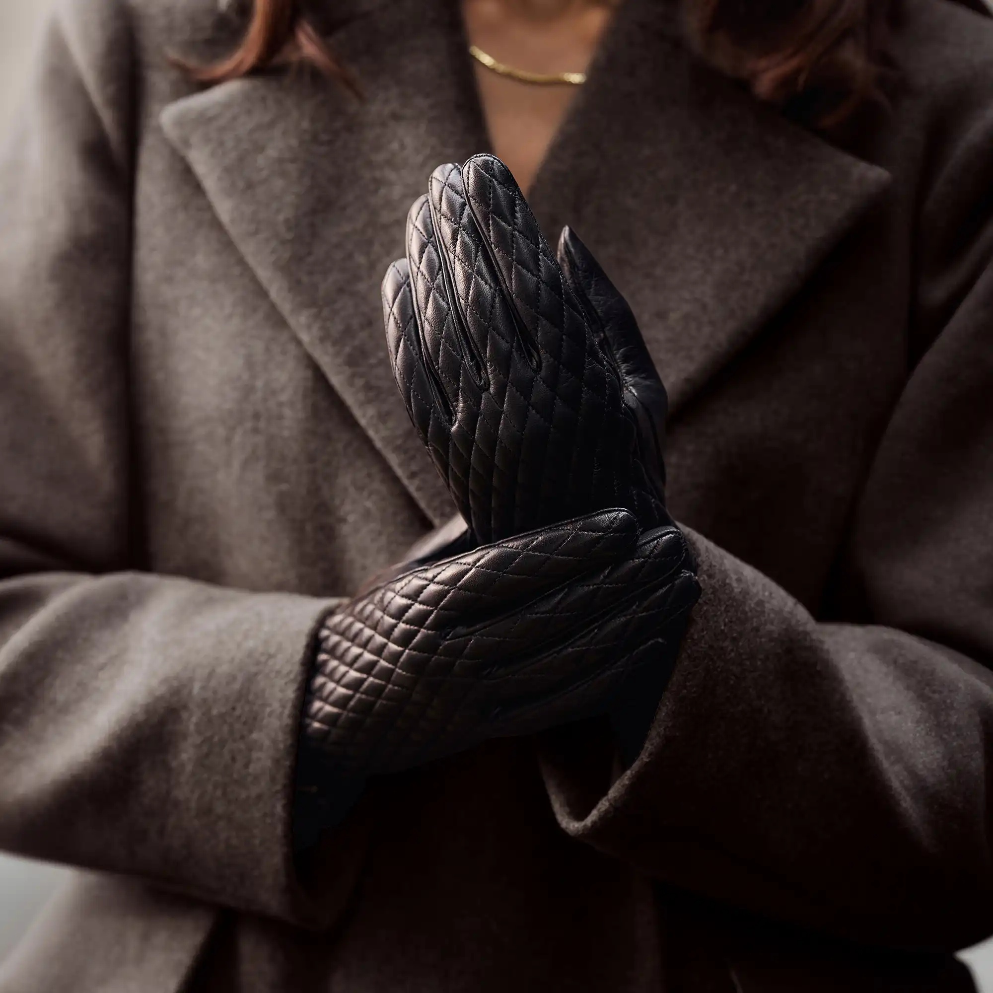 Honoré Rosette black goatskin leather gloves - Image 2