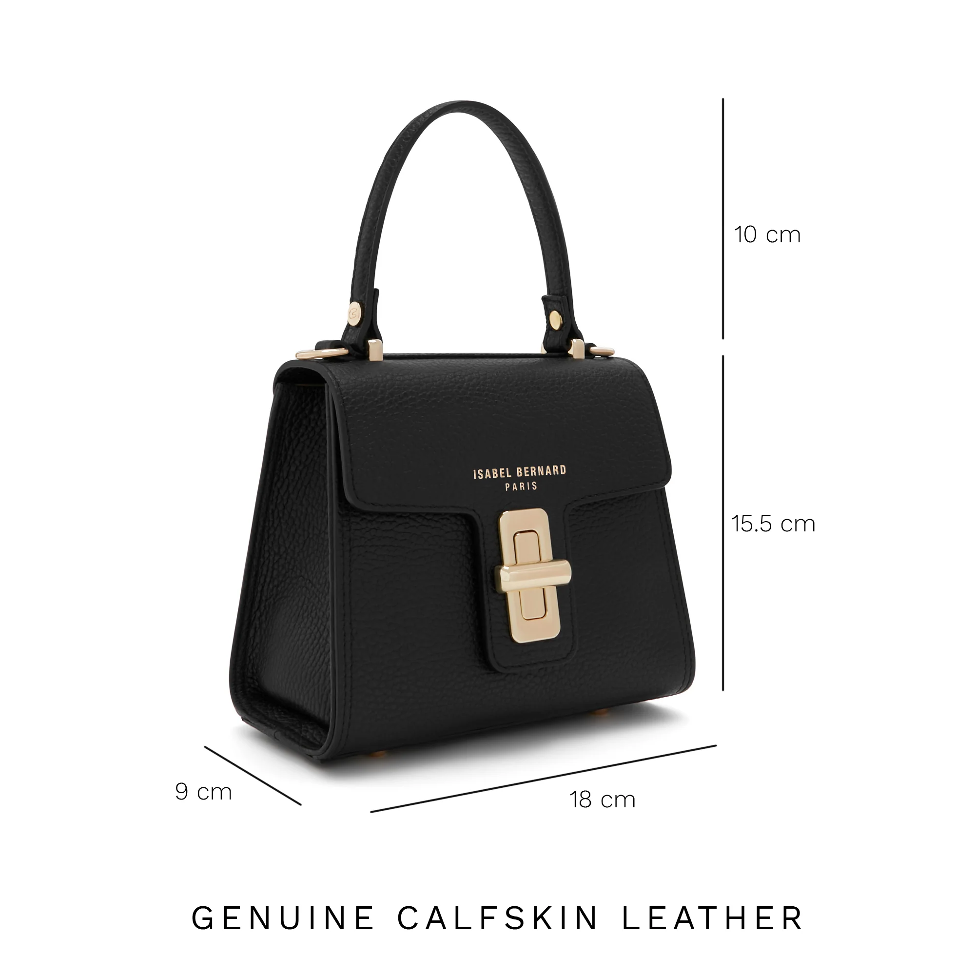 Femme Forte Simone Mini black leather handbag calfskin leather - Image 8