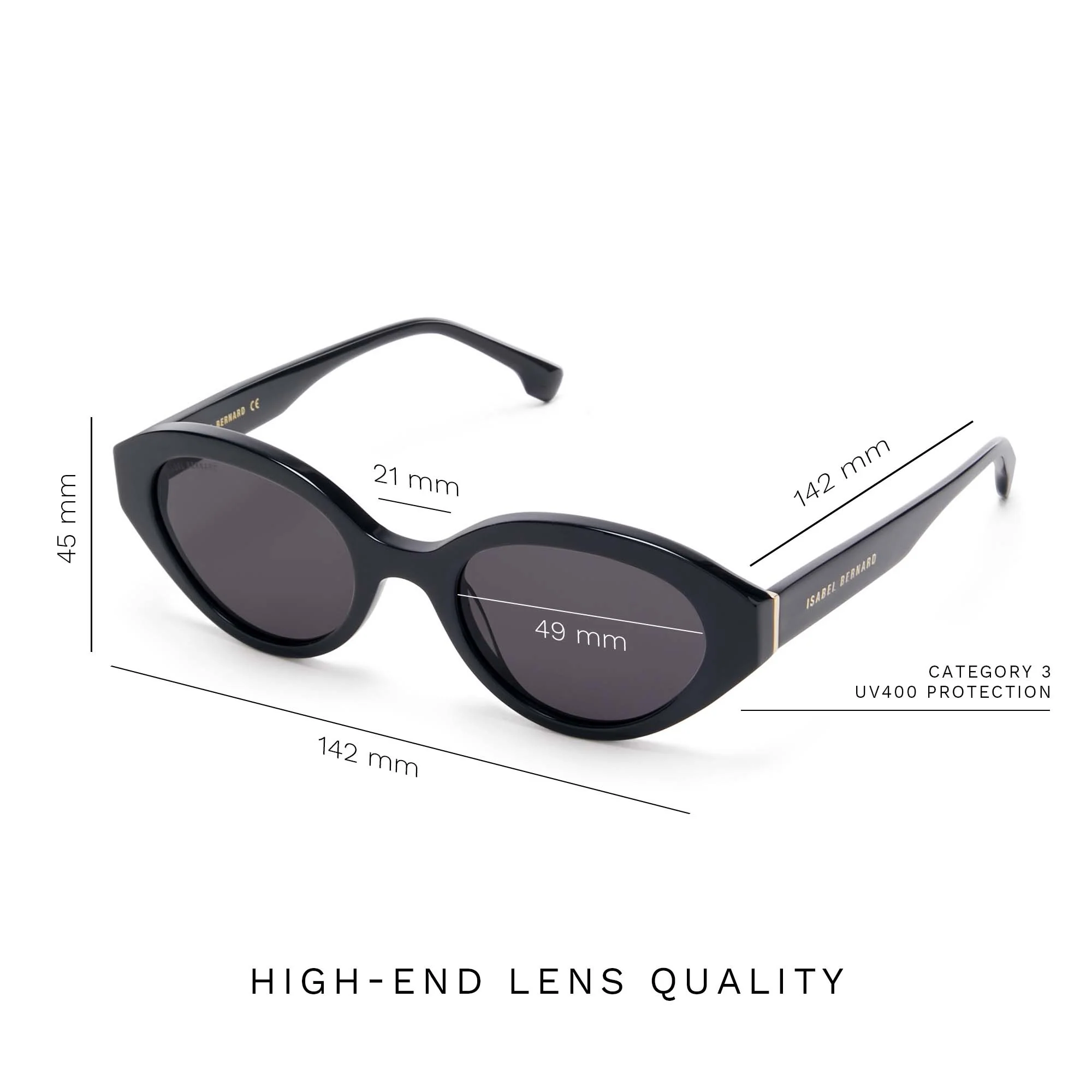 La Villette Rosaire black oval sunglasses with black lenses - Image 8