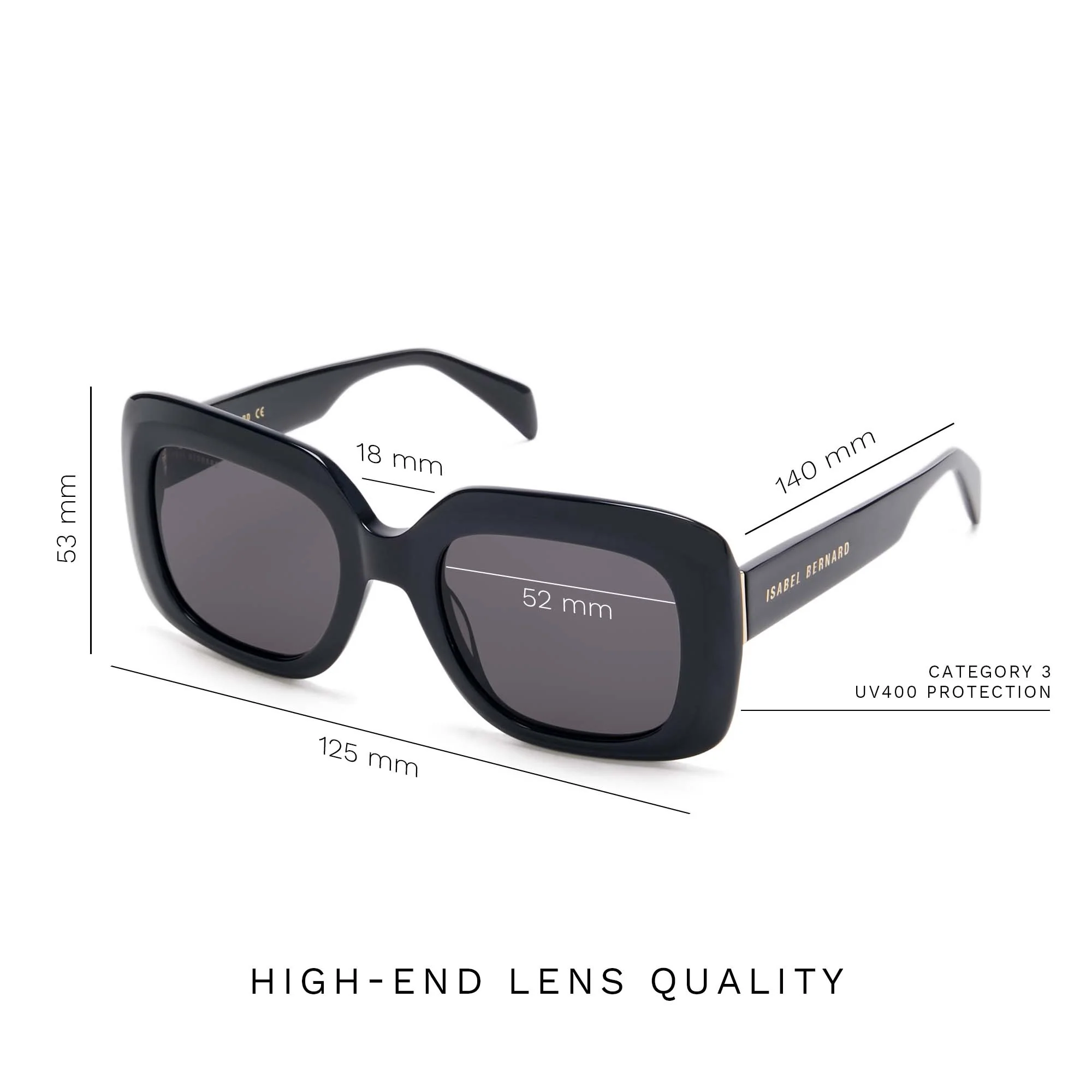 La Villette Rive black square sunglasses with black lenses - Image 8