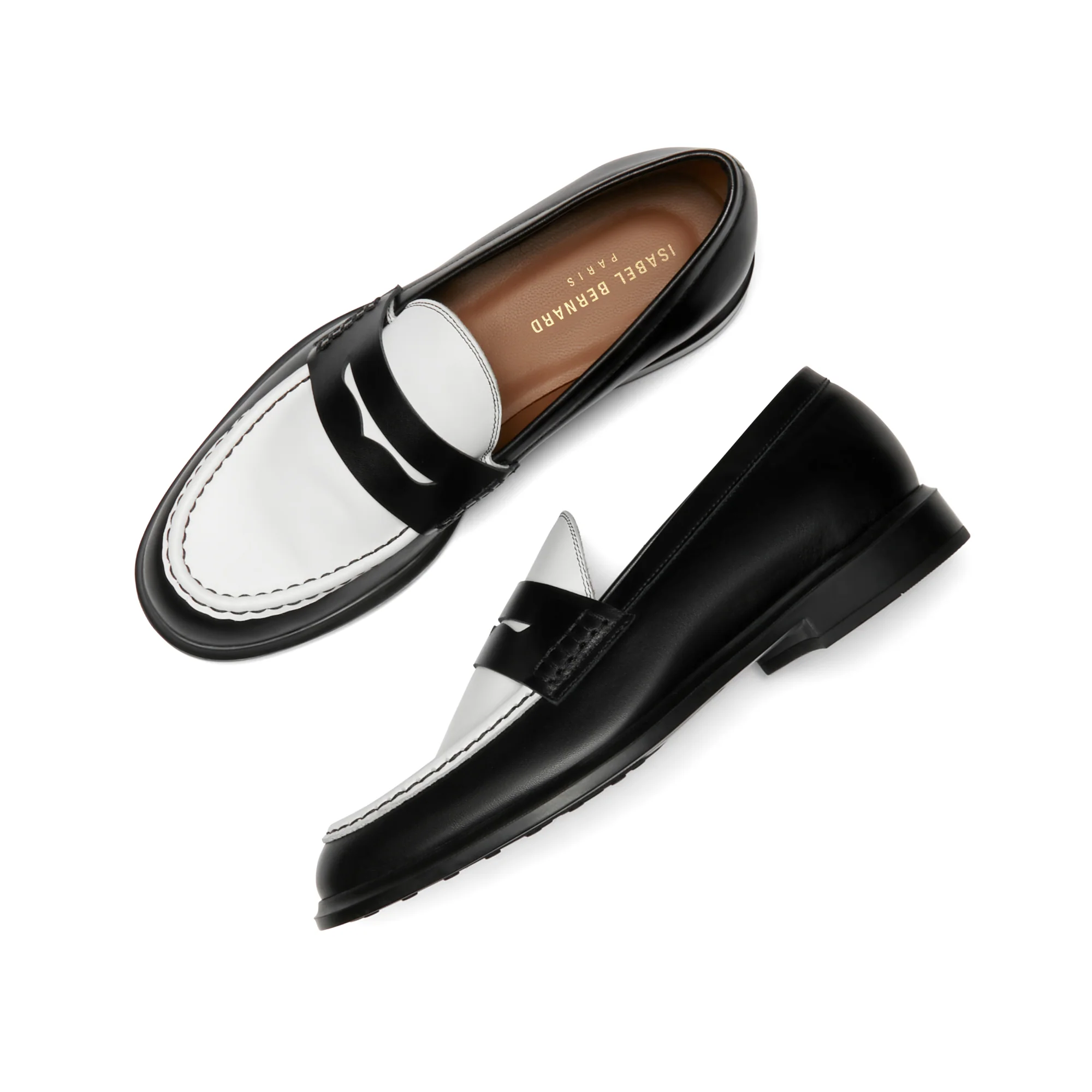 Vendôme Blandine black and white calfskin leather loafers - Image 11
