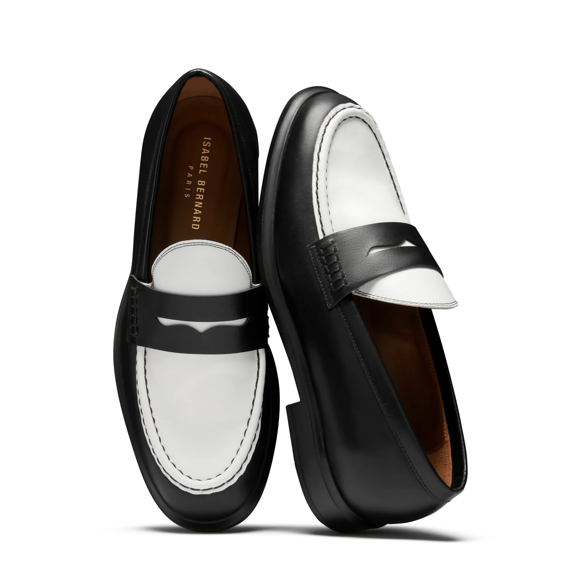 Vendôme Blandine black and white calfskin leather loafers - Image 8