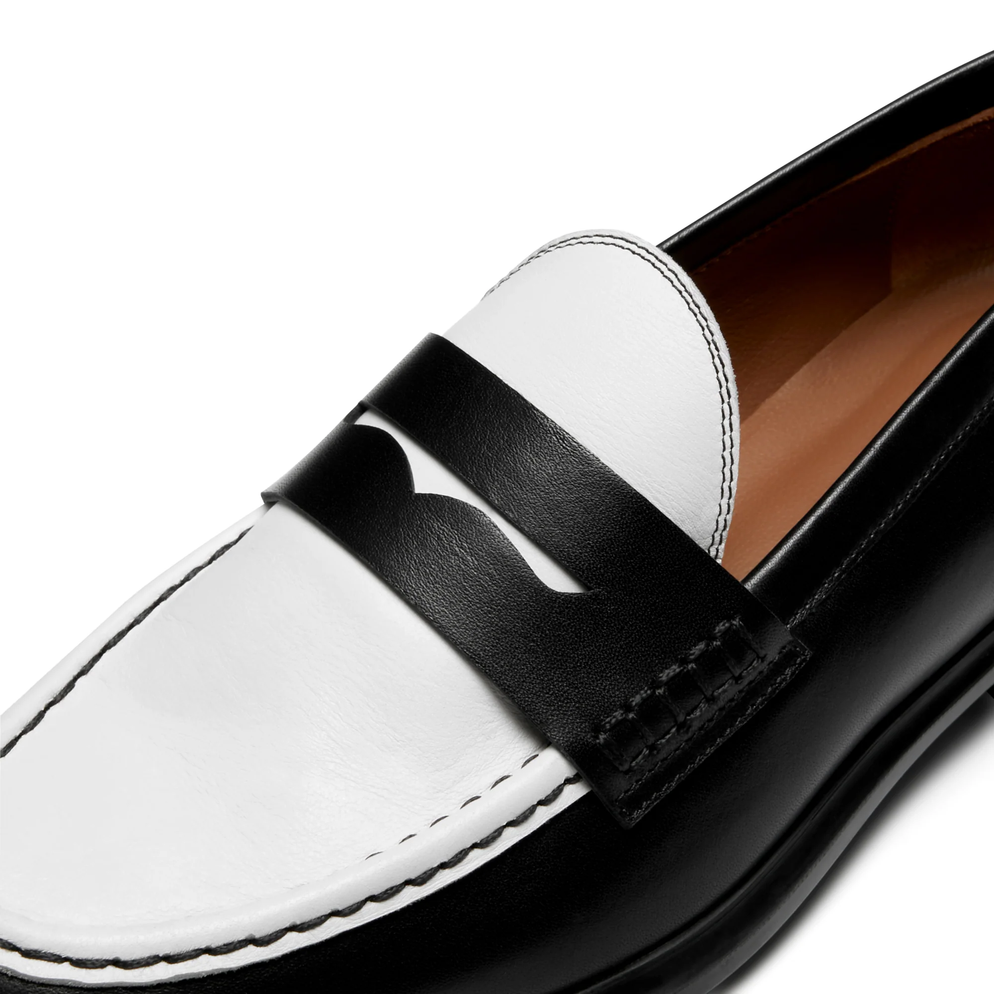 Vendôme Blandine black and white calfskin leather loafers - Image 9