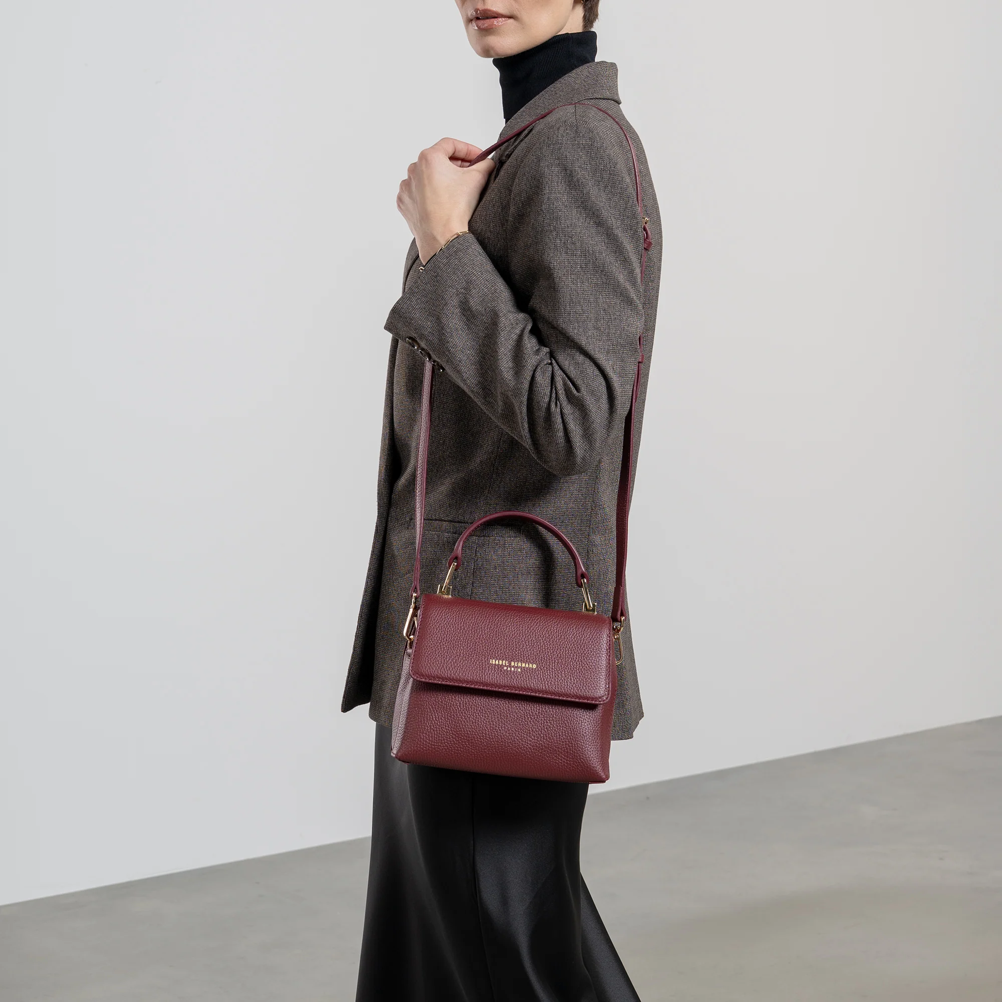 Femme Forte Heline bordeaux red calfskin leather handbag - Image 2