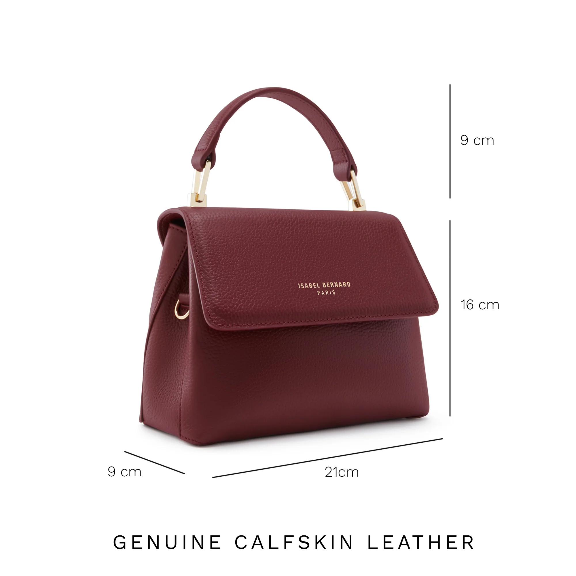 Femme Forte Heline bordeaux red calfskin leather handbag - Image 8
