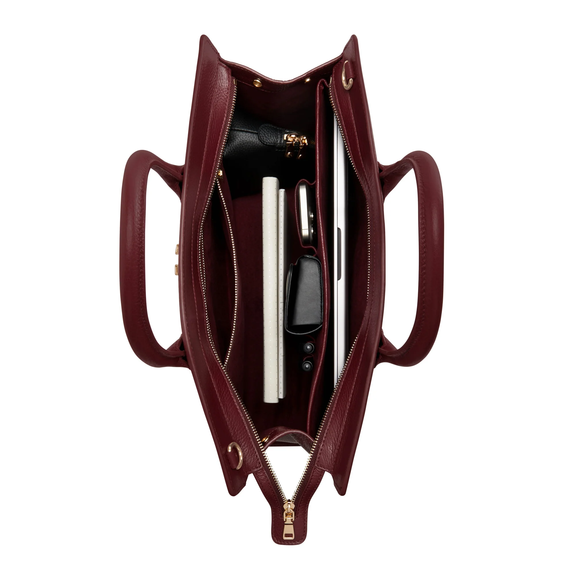 Honoré Nadine bordeaux red calfskin leather handbag with 16.4 inch laptop pocket - Image 6