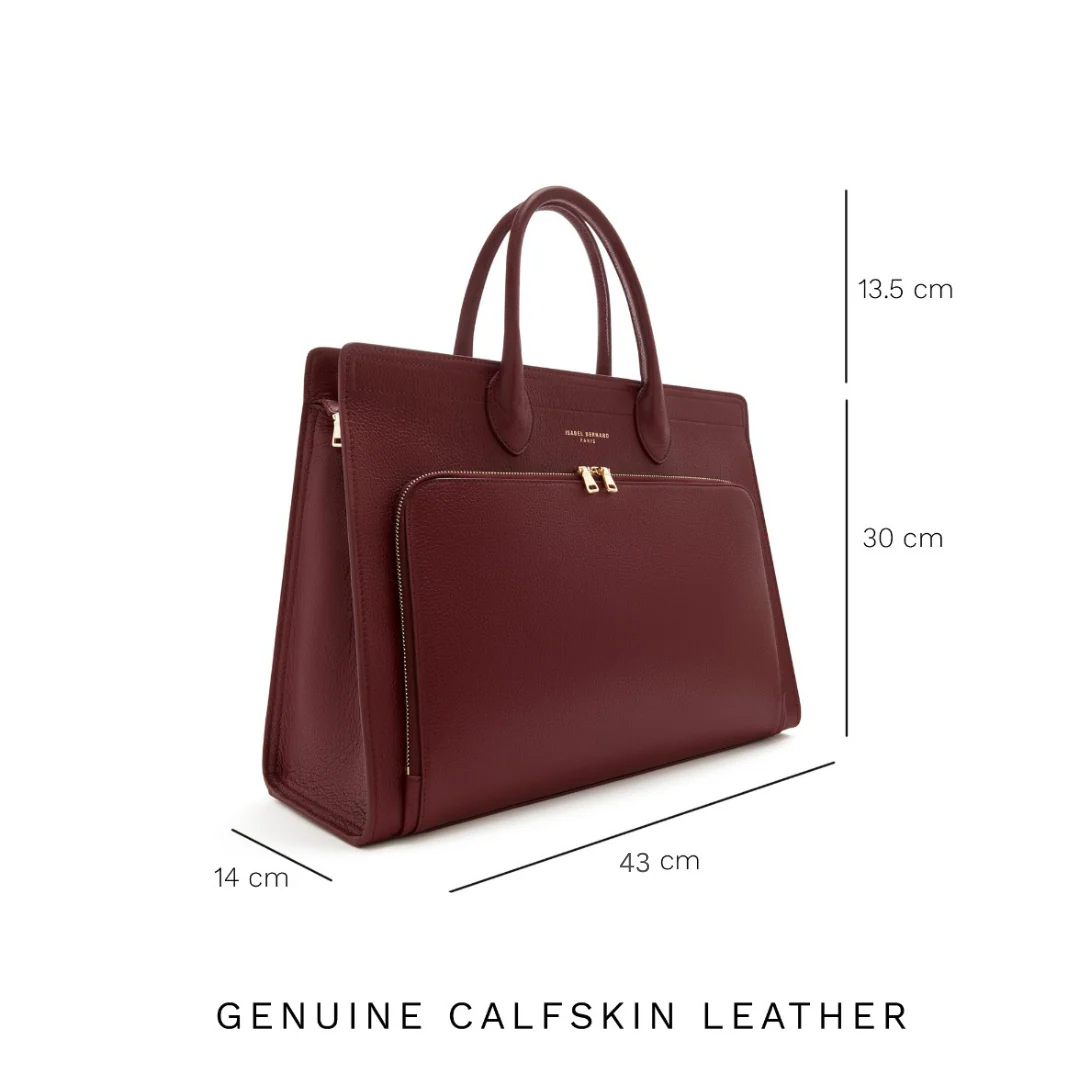 Honoré Nadine bordeaux red calfskin leather handbag with 16.4 inch laptop pocket - Image 7
