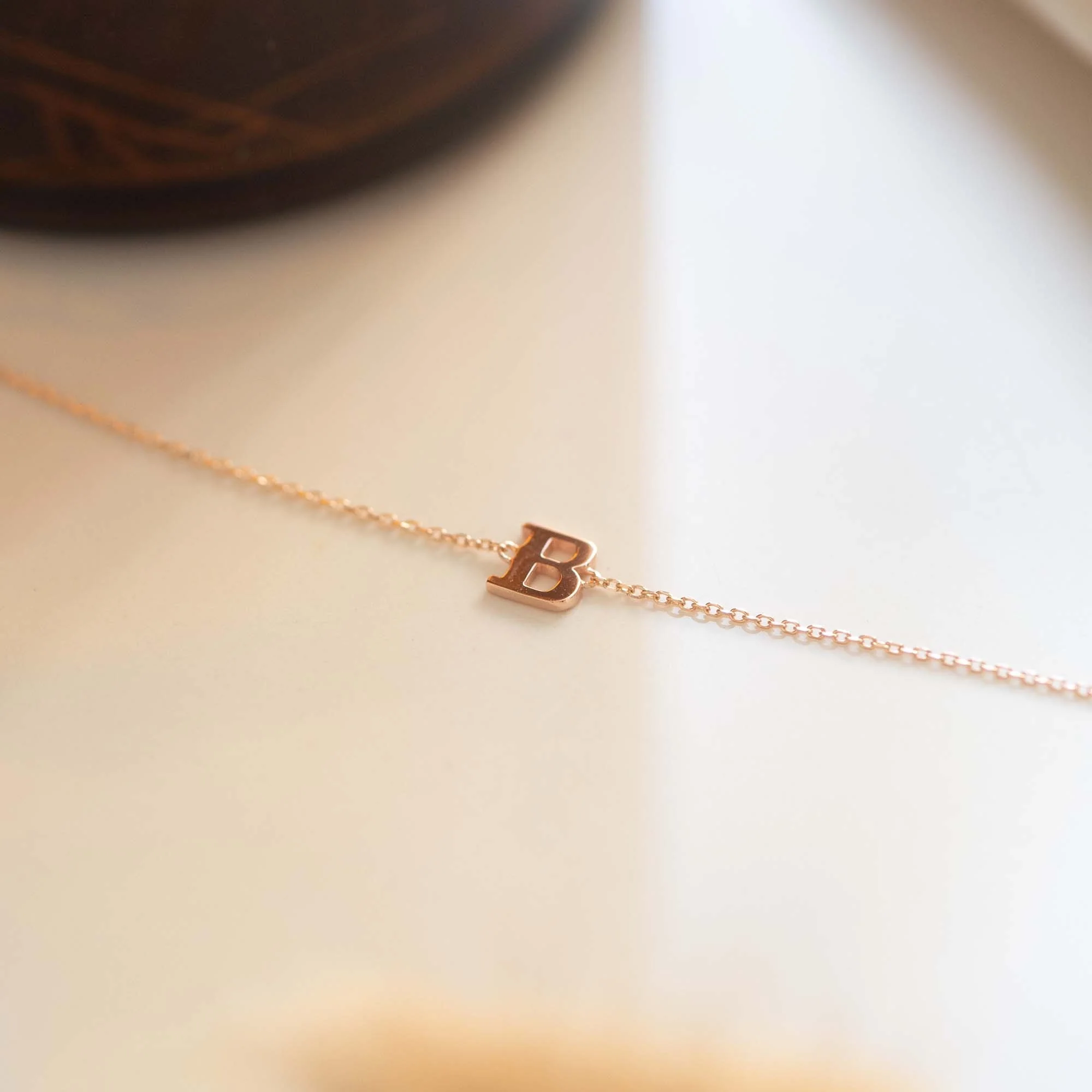 La Concorde Rachel 14 karat rose gold initial bracelet with letter - Image 4