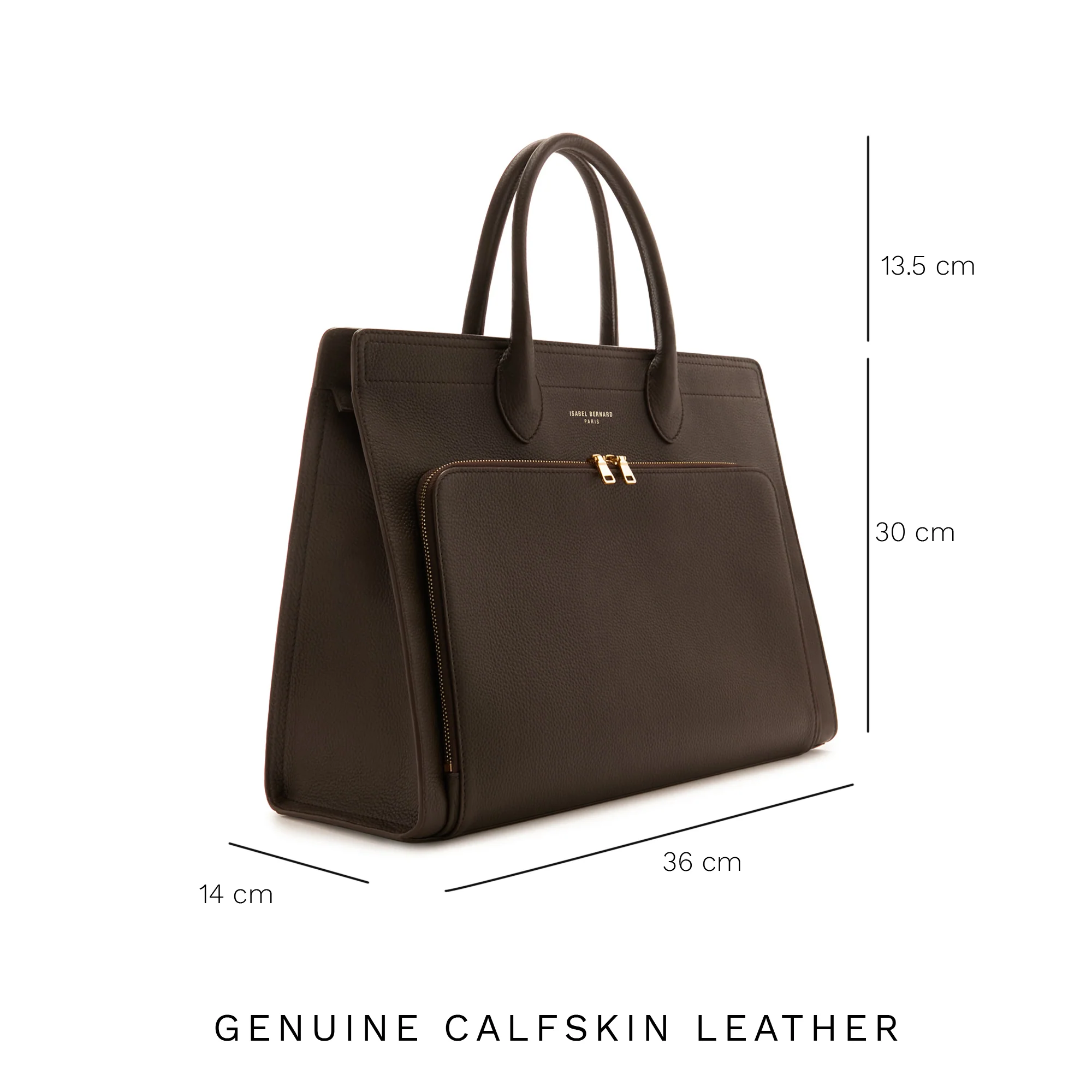 Honoré Nadine brown calfskin leather handbag with 16.4 inch laptop pocket - Image 10